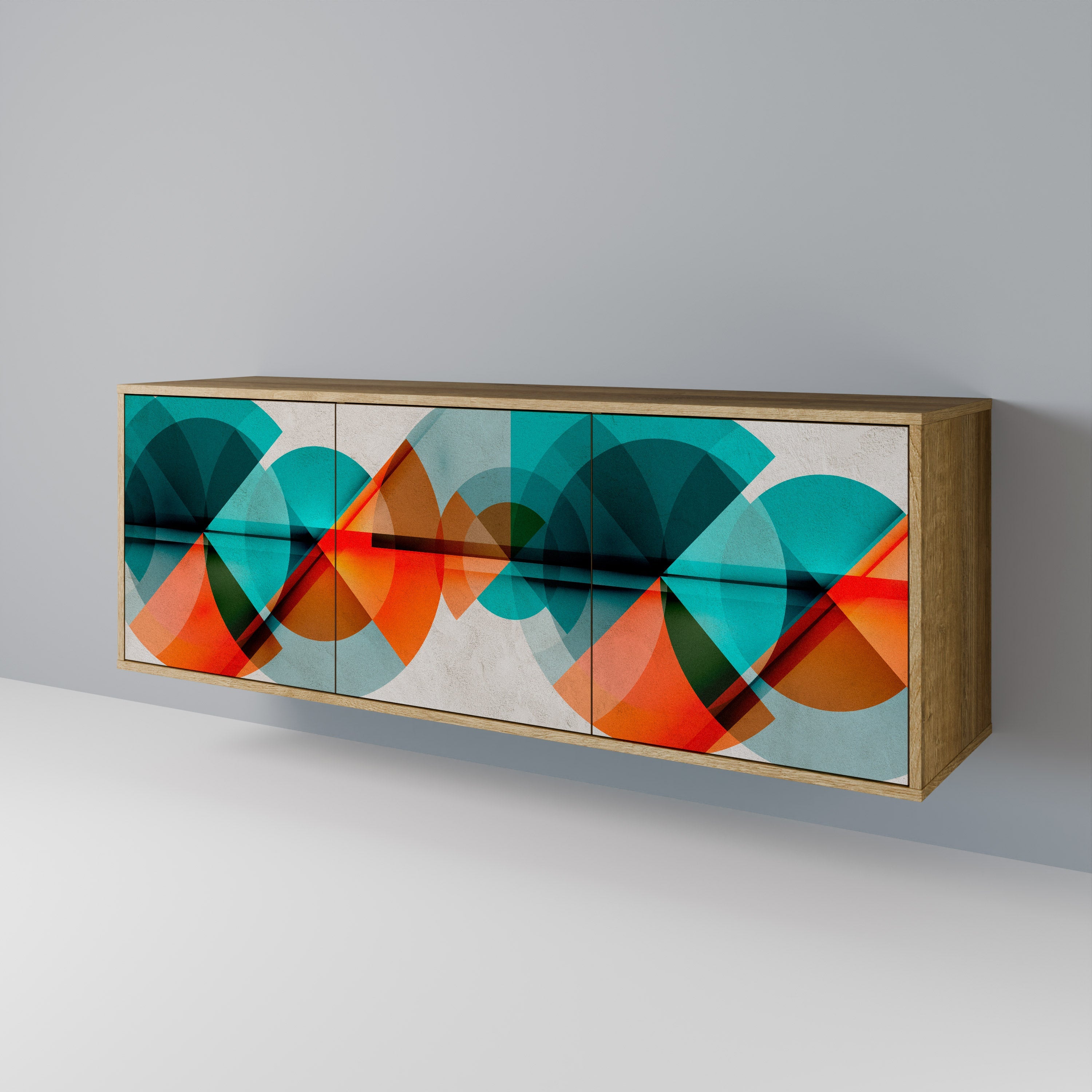 Buffet 3 portes CIRCULAR RHAPSODY effet chêne