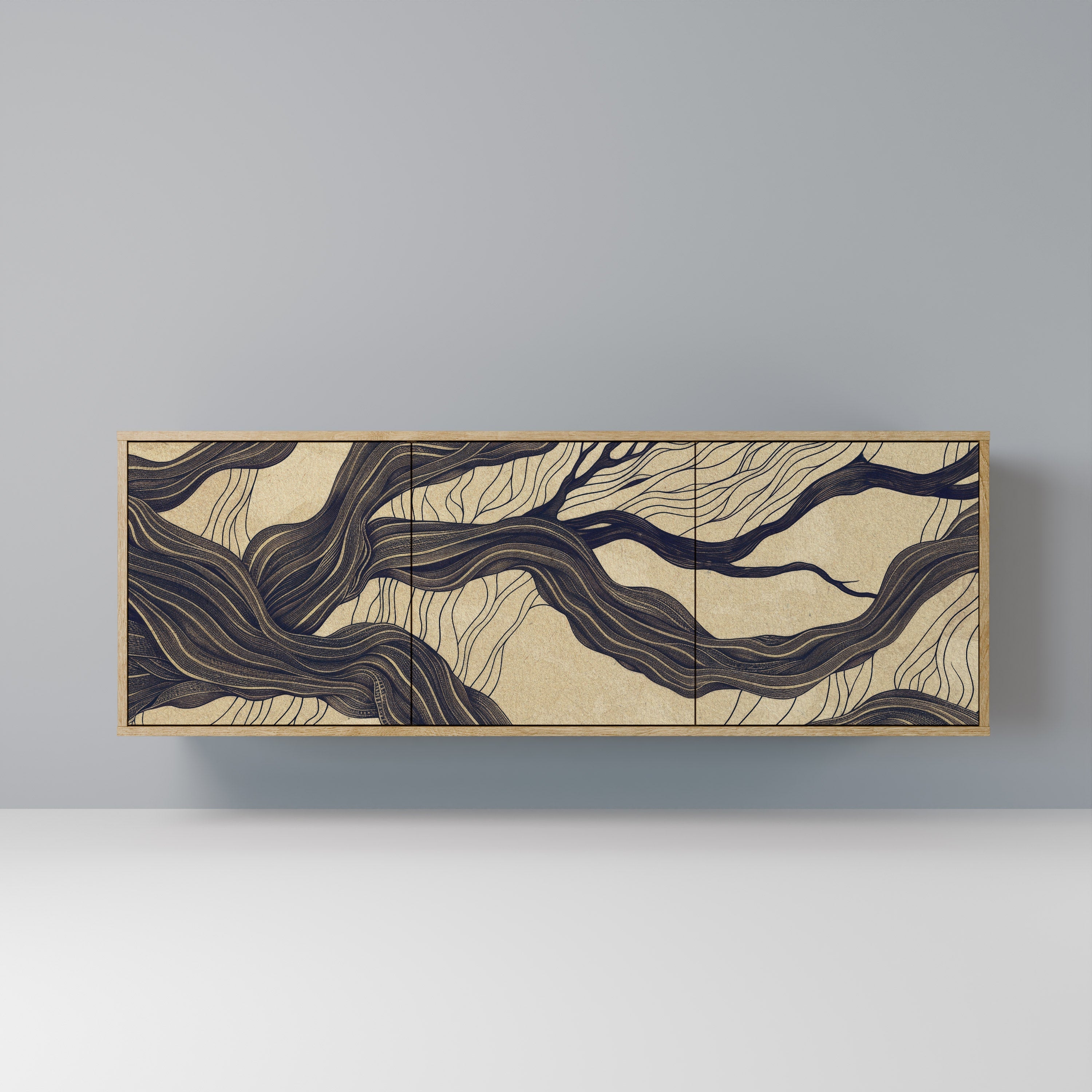 Buffet 3 portes UNIFIED FRAGMENTS effet chêne