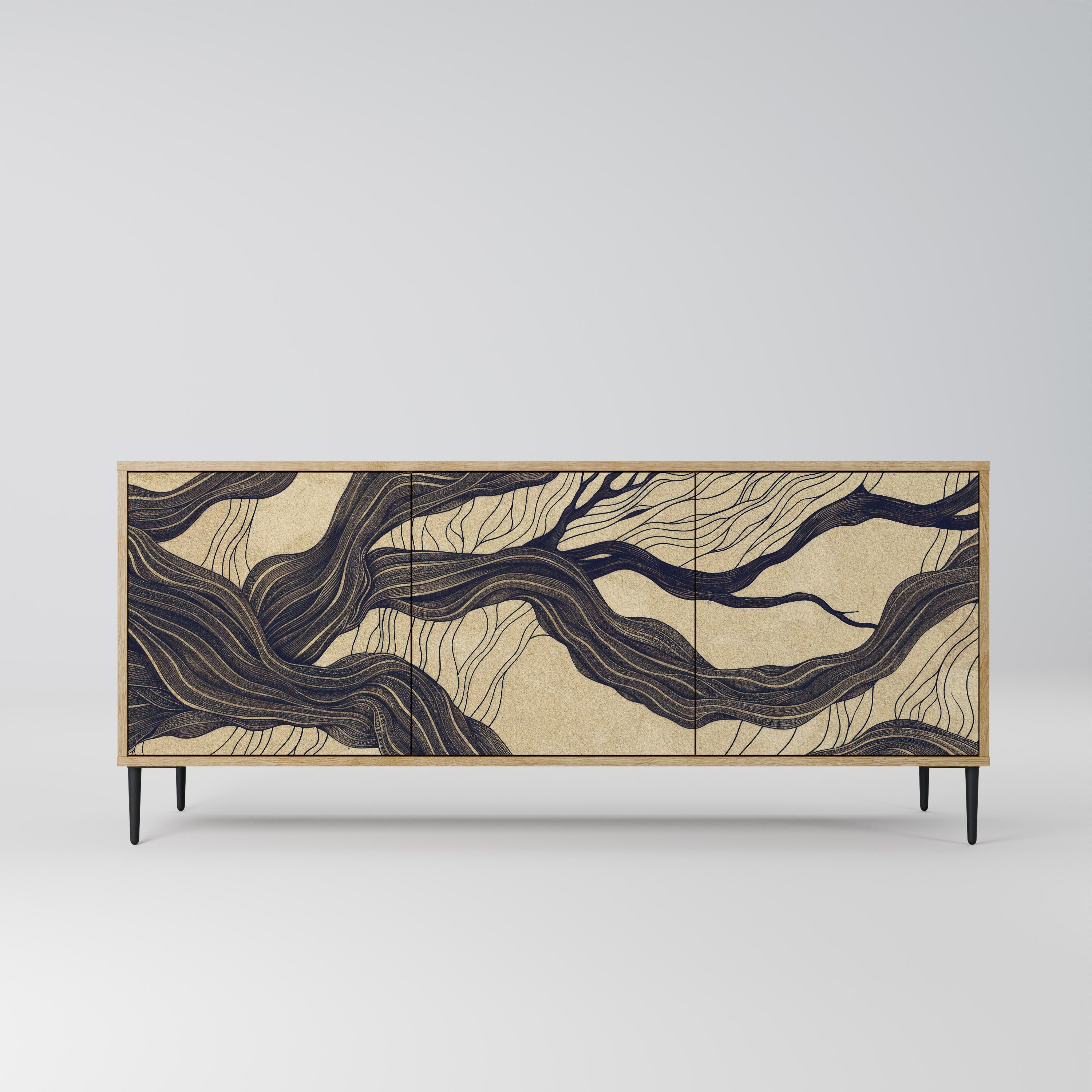 Buffet 3 portes UNIFIED FRAGMENTS effet chêne