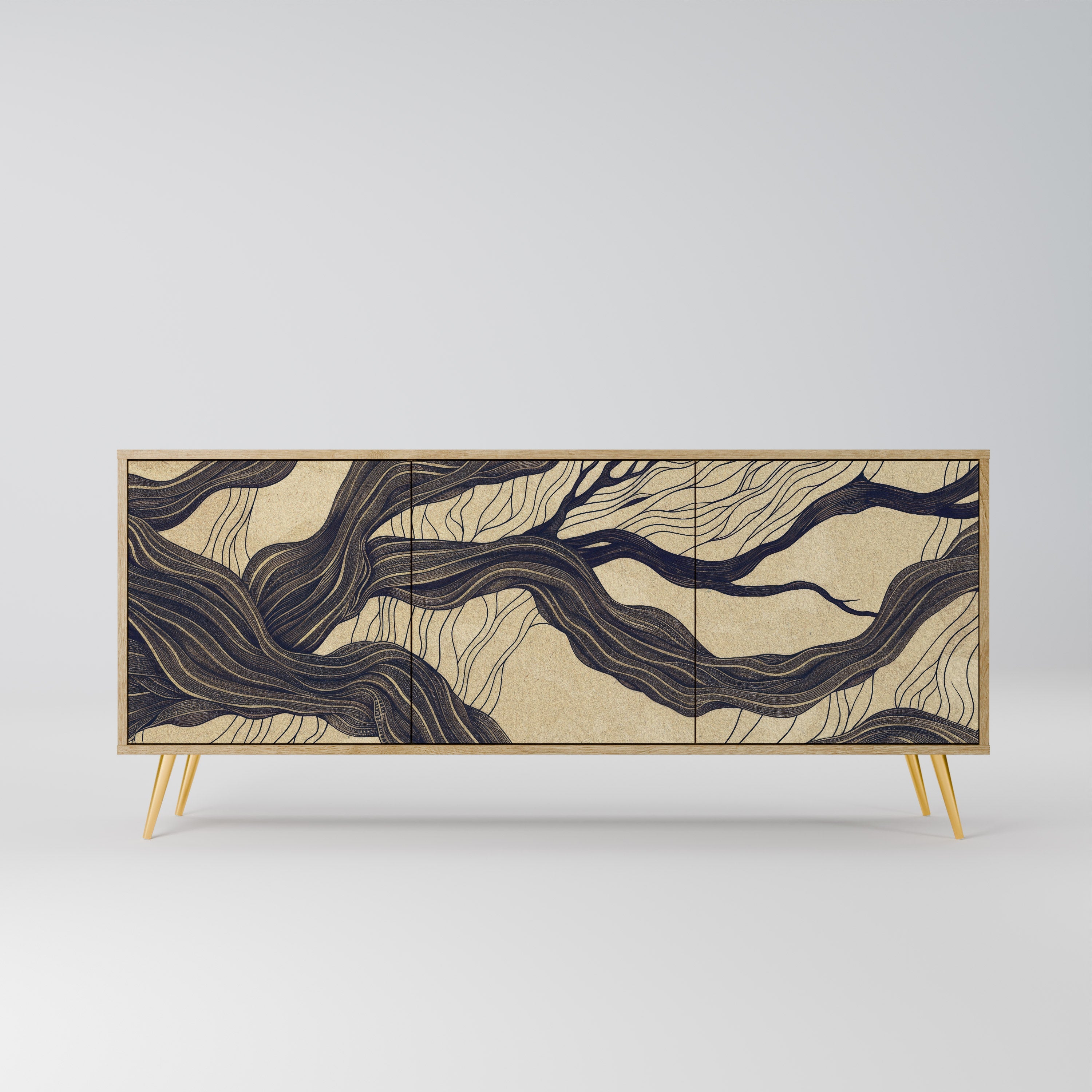 Buffet 3 portes UNIFIED FRAGMENTS effet chêne