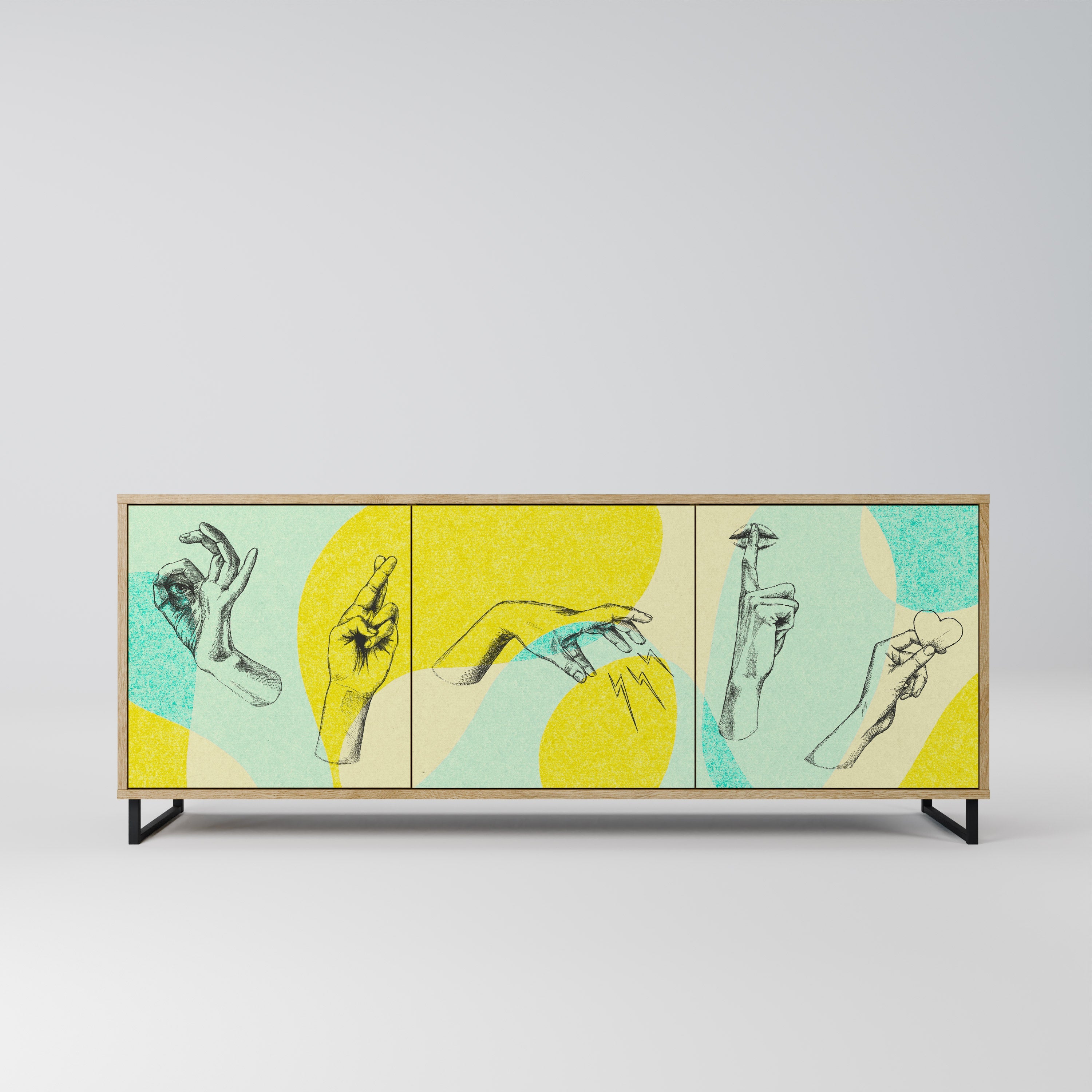 Buffet 3 portes BODY LANGUAGE effet chêne