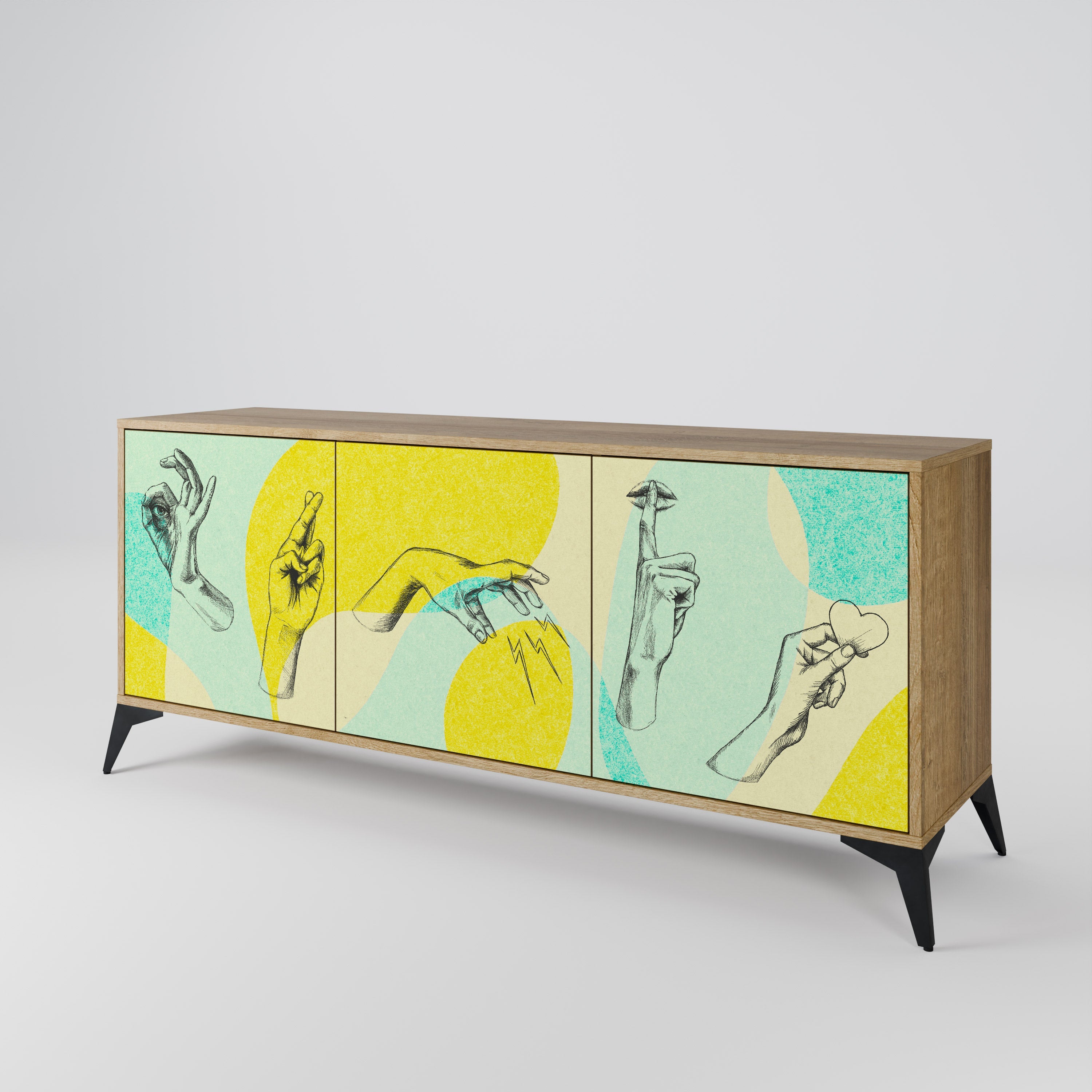 Buffet 3 portes BODY LANGUAGE effet chêne