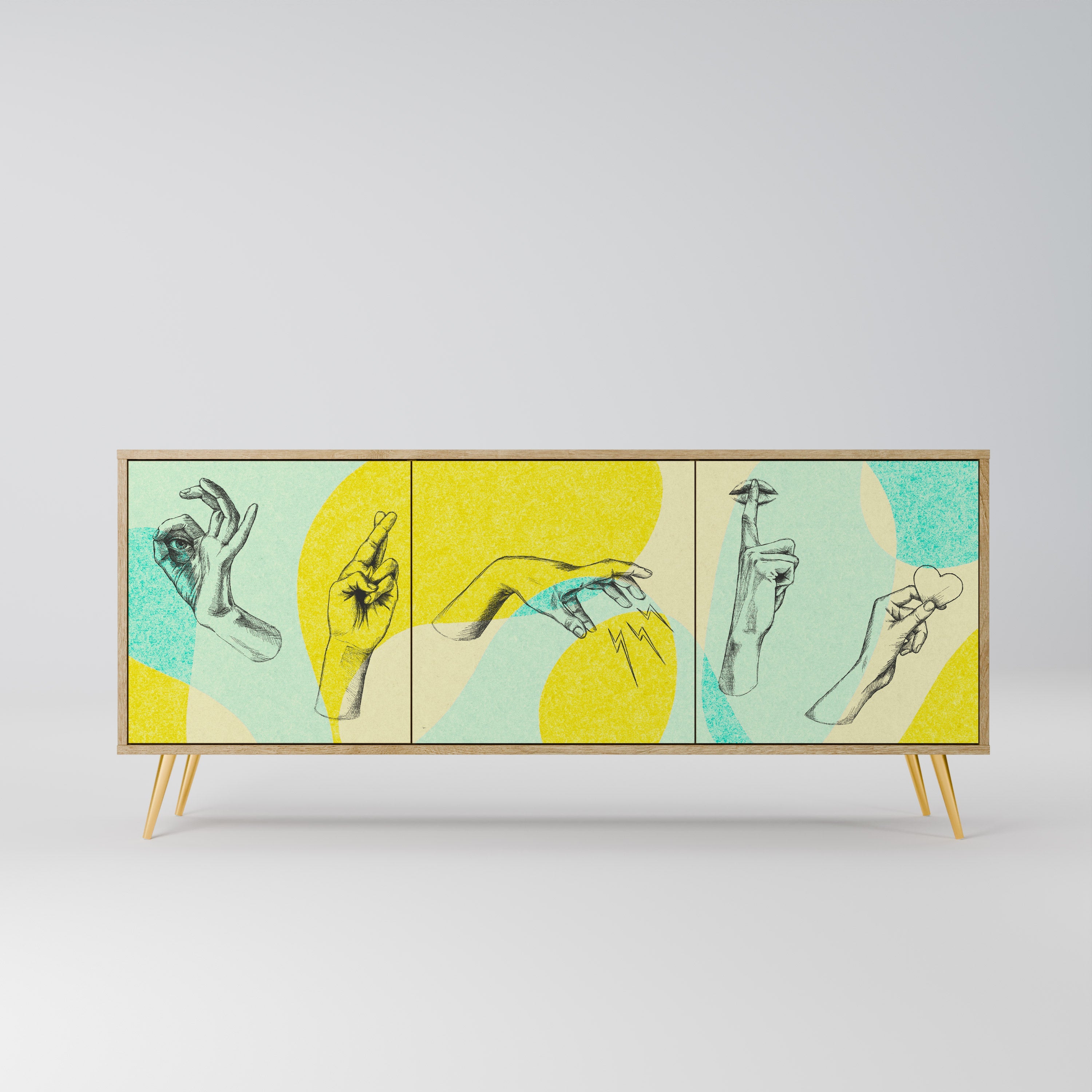 Buffet 3 portes BODY LANGUAGE effet chêne