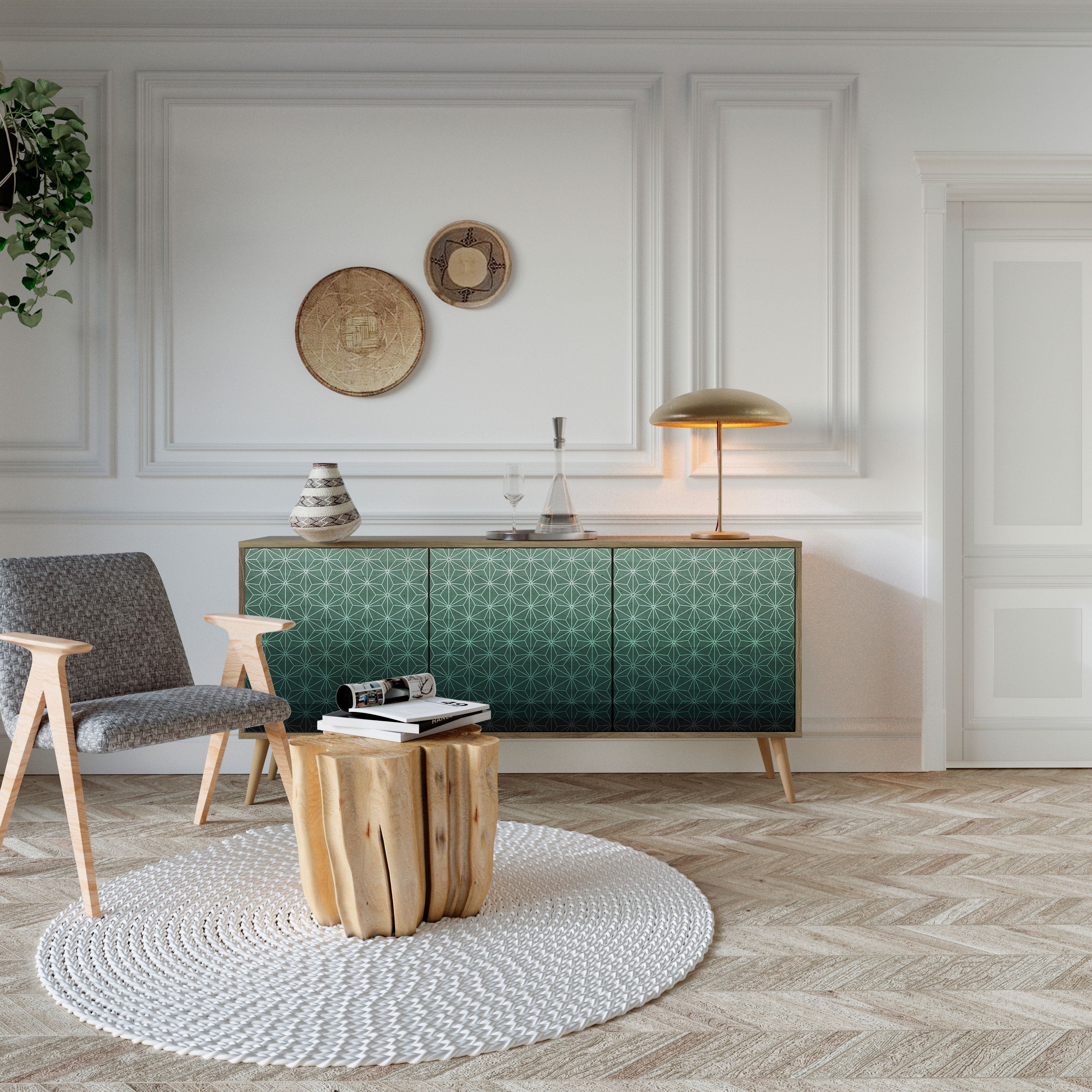 Buffet 3 portes effet chêne GLIMMER ORNEMENTAL