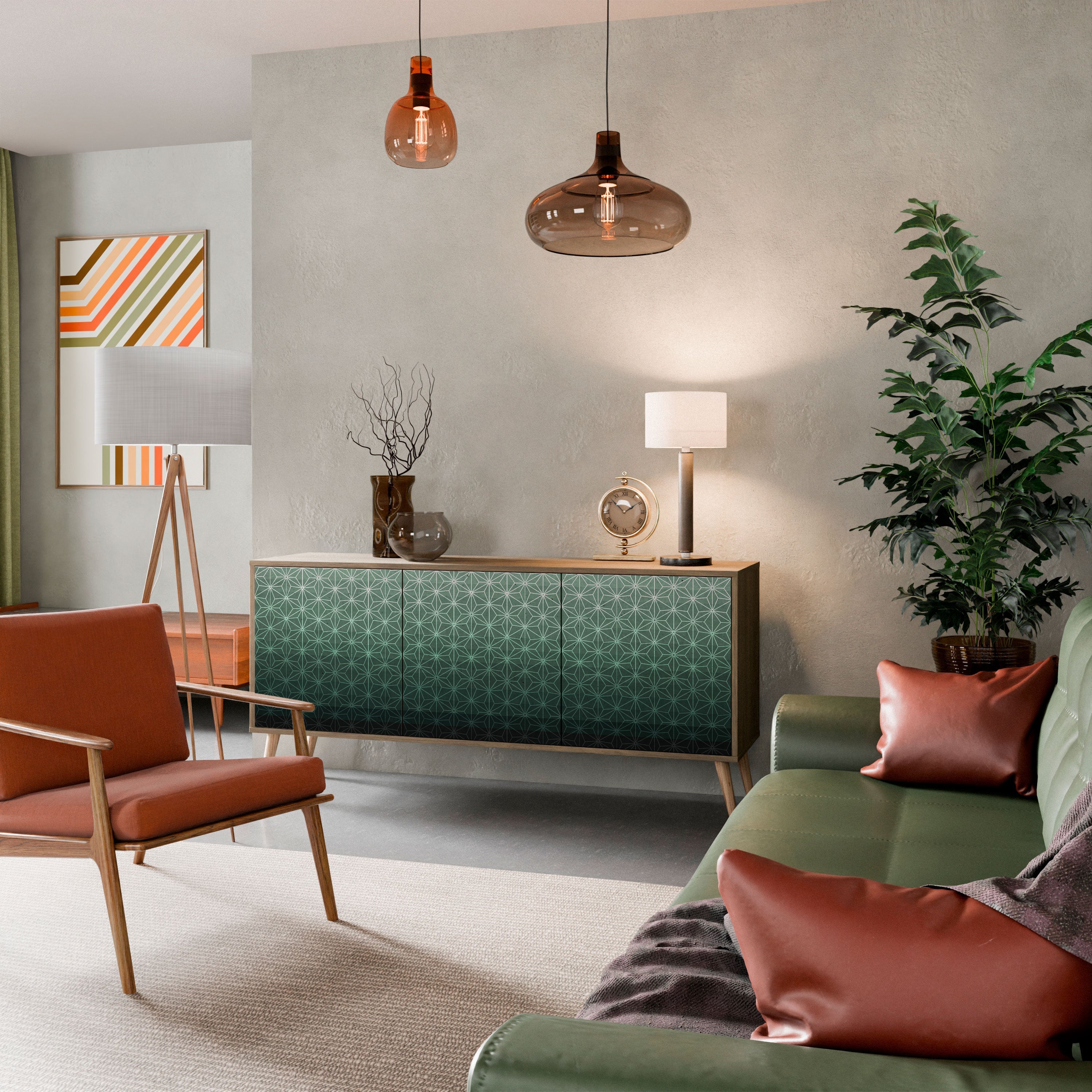 Buffet 3 portes effet chêne GLIMMER ORNEMENTAL