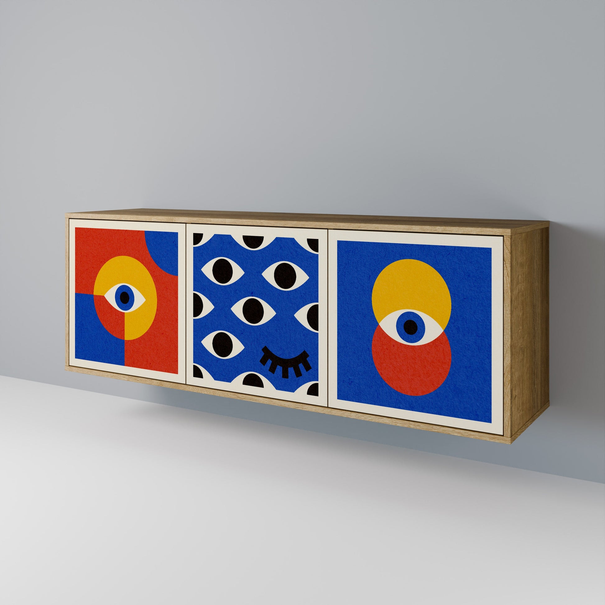 Buffet 3 portes GEOMETRIC EYES effet chêne