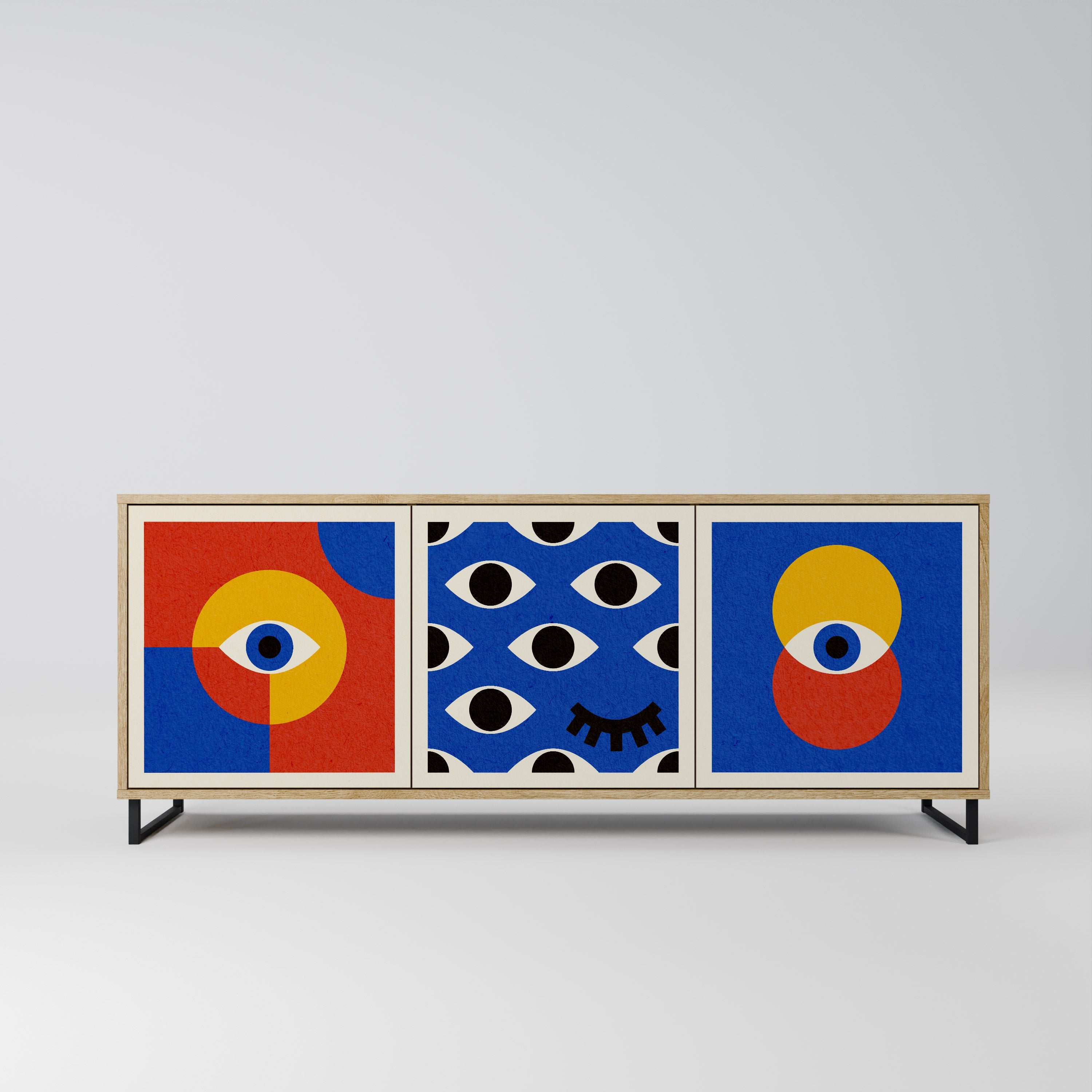 Buffet 3 portes GEOMETRIC EYES effet chêne