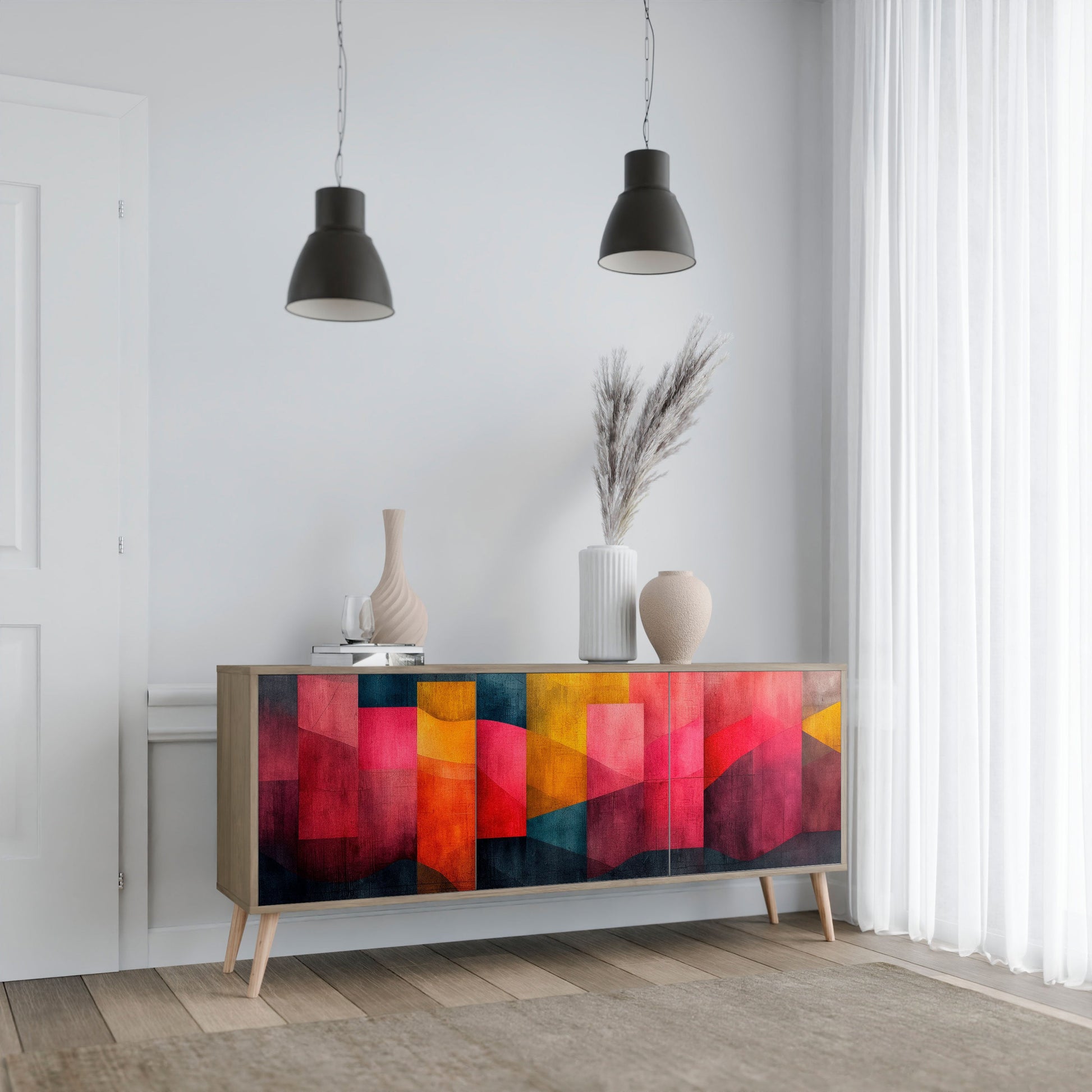Buffet 3 portes COLORFUL SOUNDS effet chêne