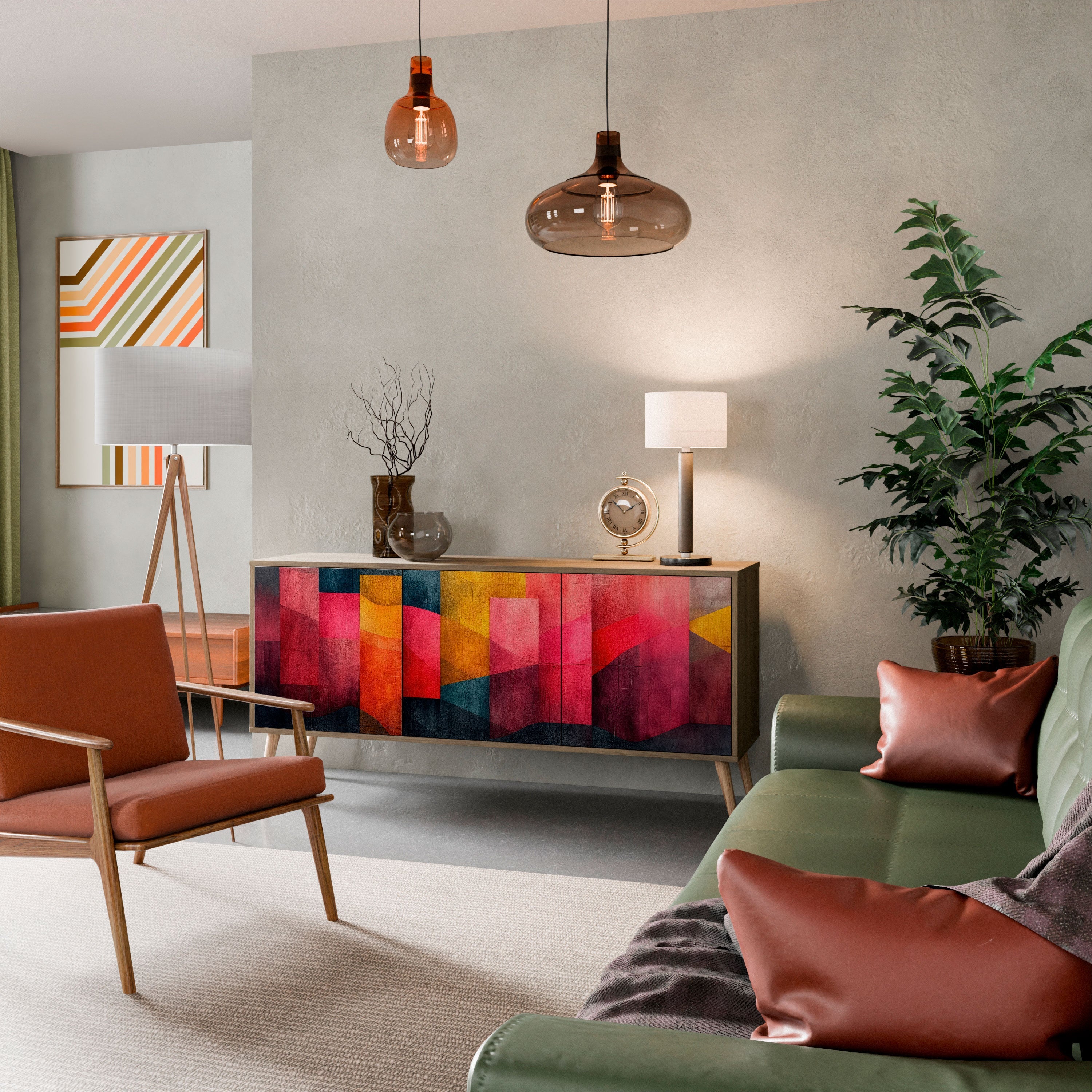 Buffet 3 portes COLORFUL SOUNDS effet chêne