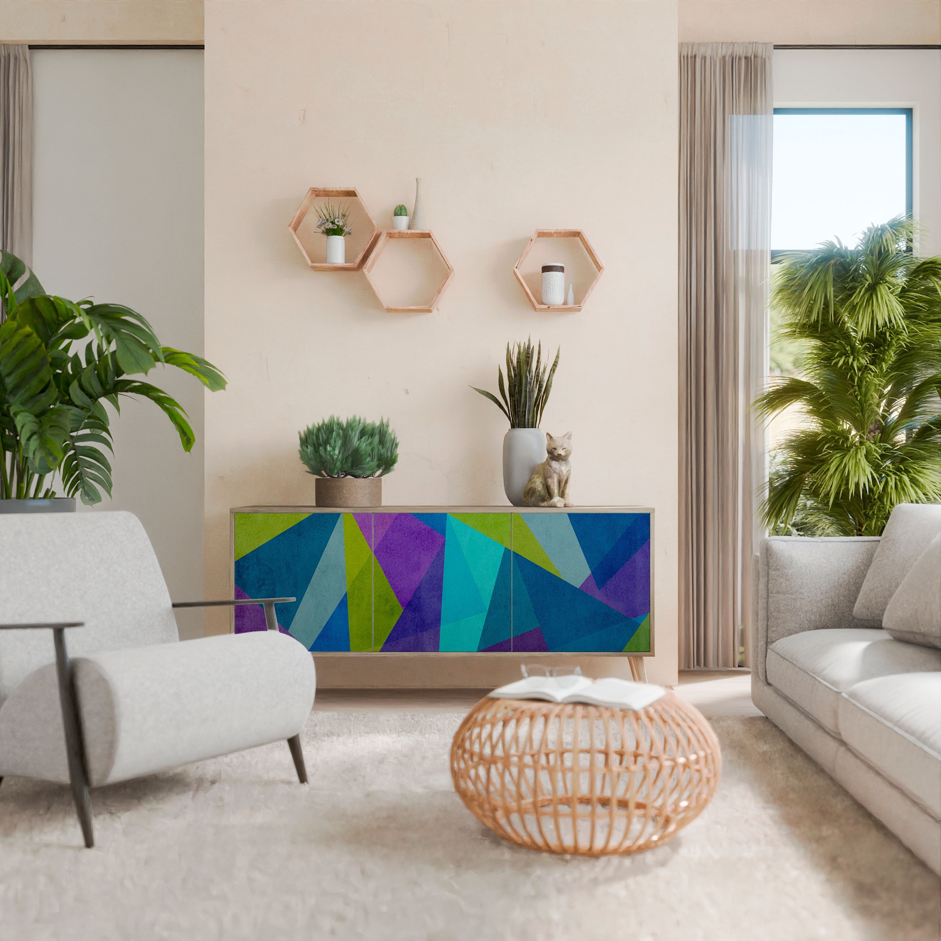 Buffet 3 portes effet chêne COLD SHOWCASE