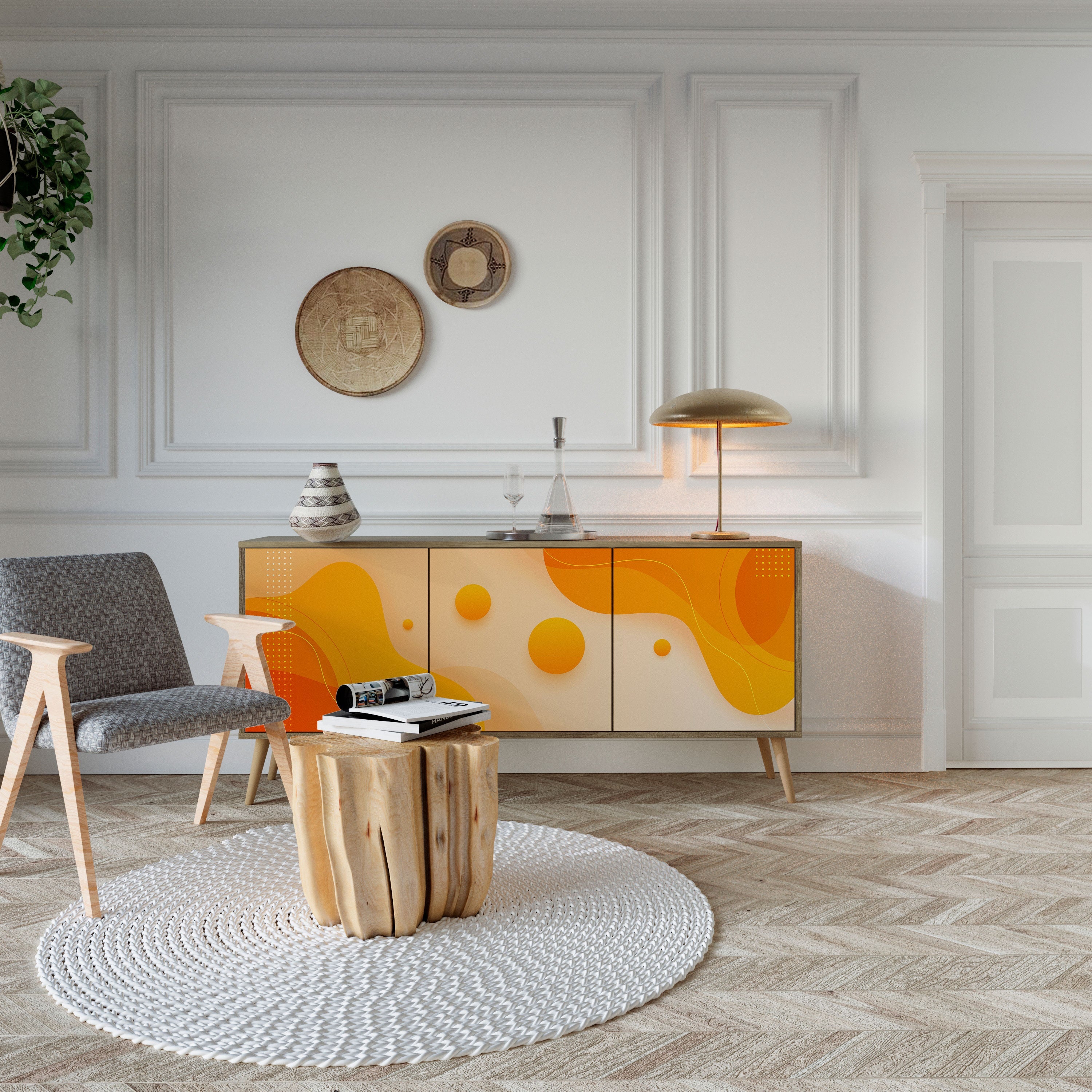 Buffet 3 portes effet chêne ORANGE ARRANGEMENT