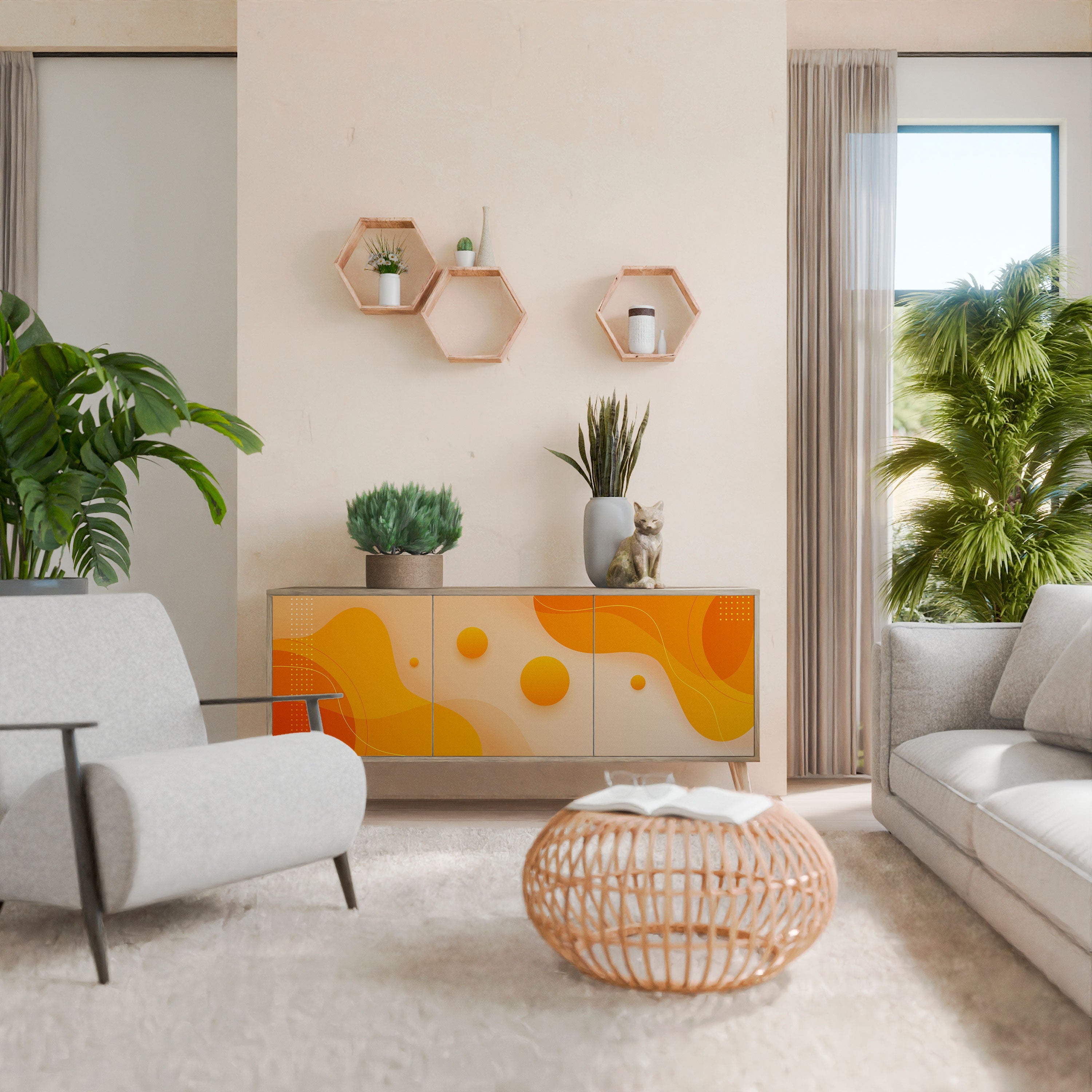 Buffet 3 portes effet chêne ORANGE ARRANGEMENT