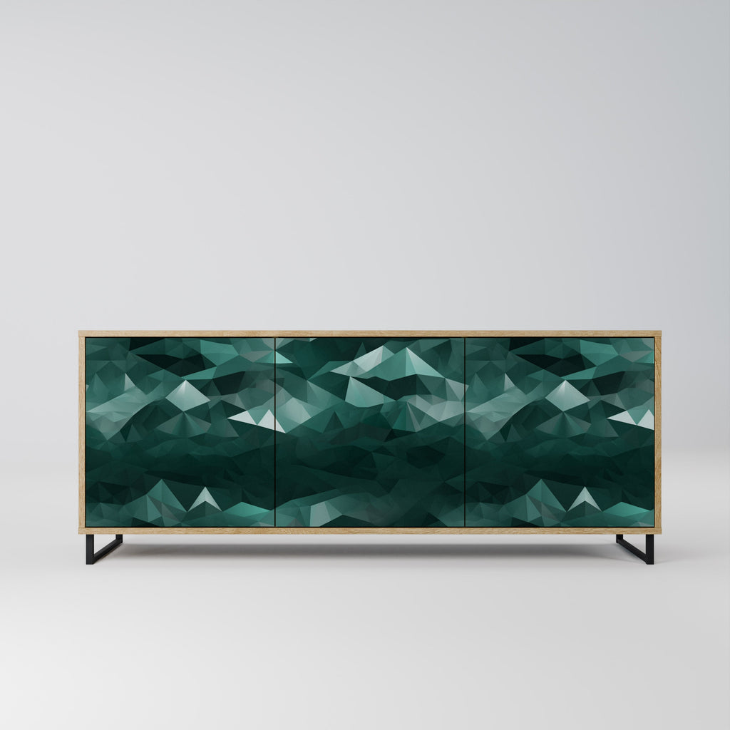 Buffet flottant polygonal à 3 portes effet chêne