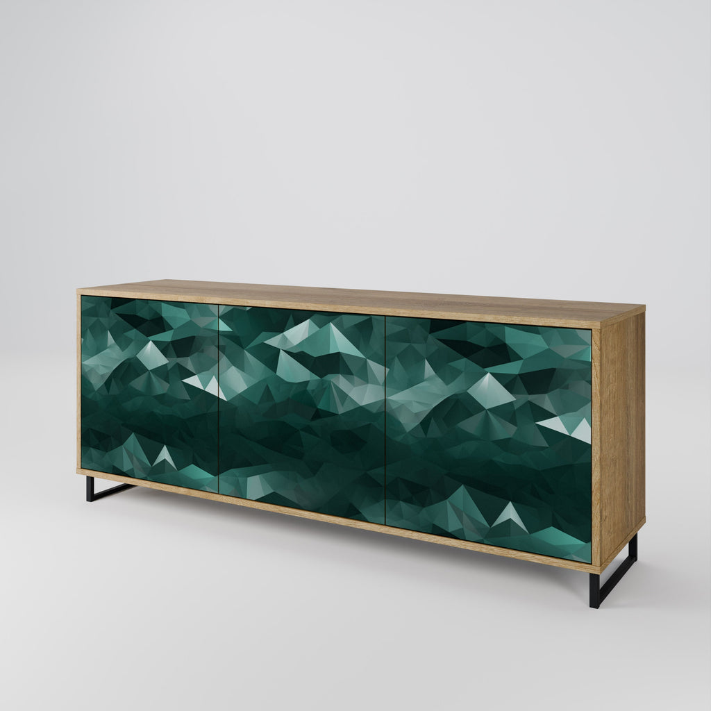 Buffet flottant polygonal à 3 portes effet chêne