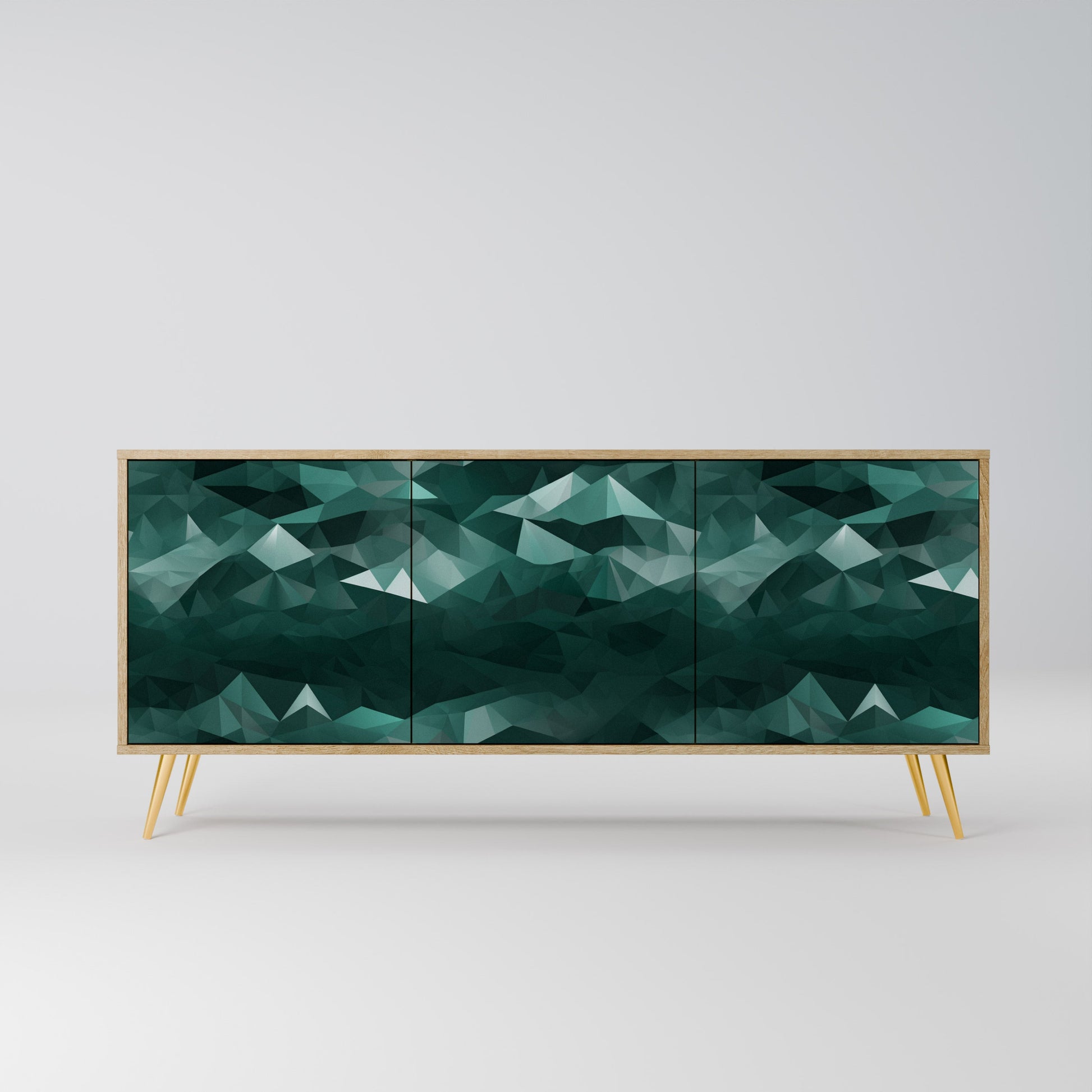 Buffet flottant polygonal à 3 portes effet chêne