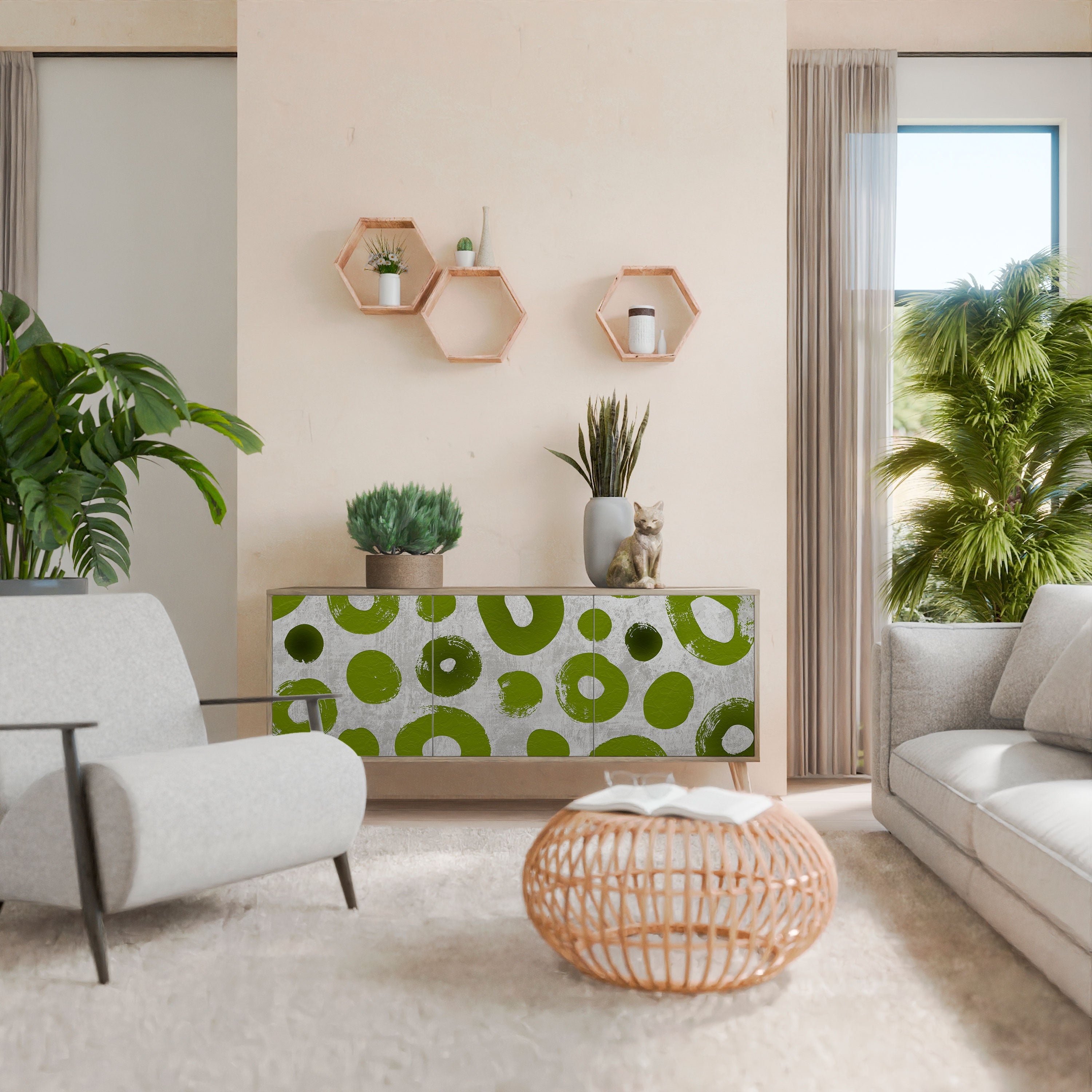 Buffet 3 portes GREEN RHAPSODY effet chêne