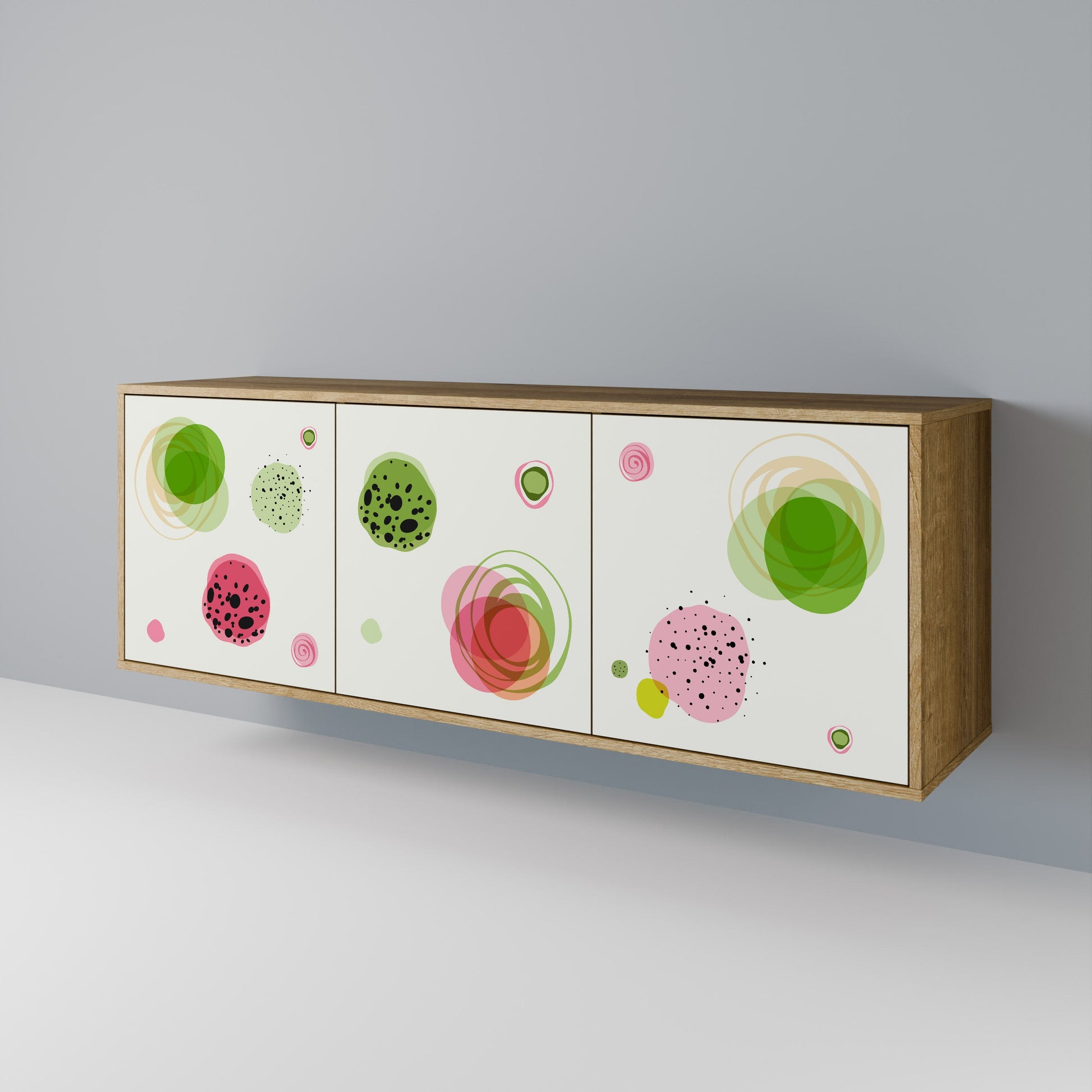 Buffet 3 portes COLORFUL COSMOS effet chêne
