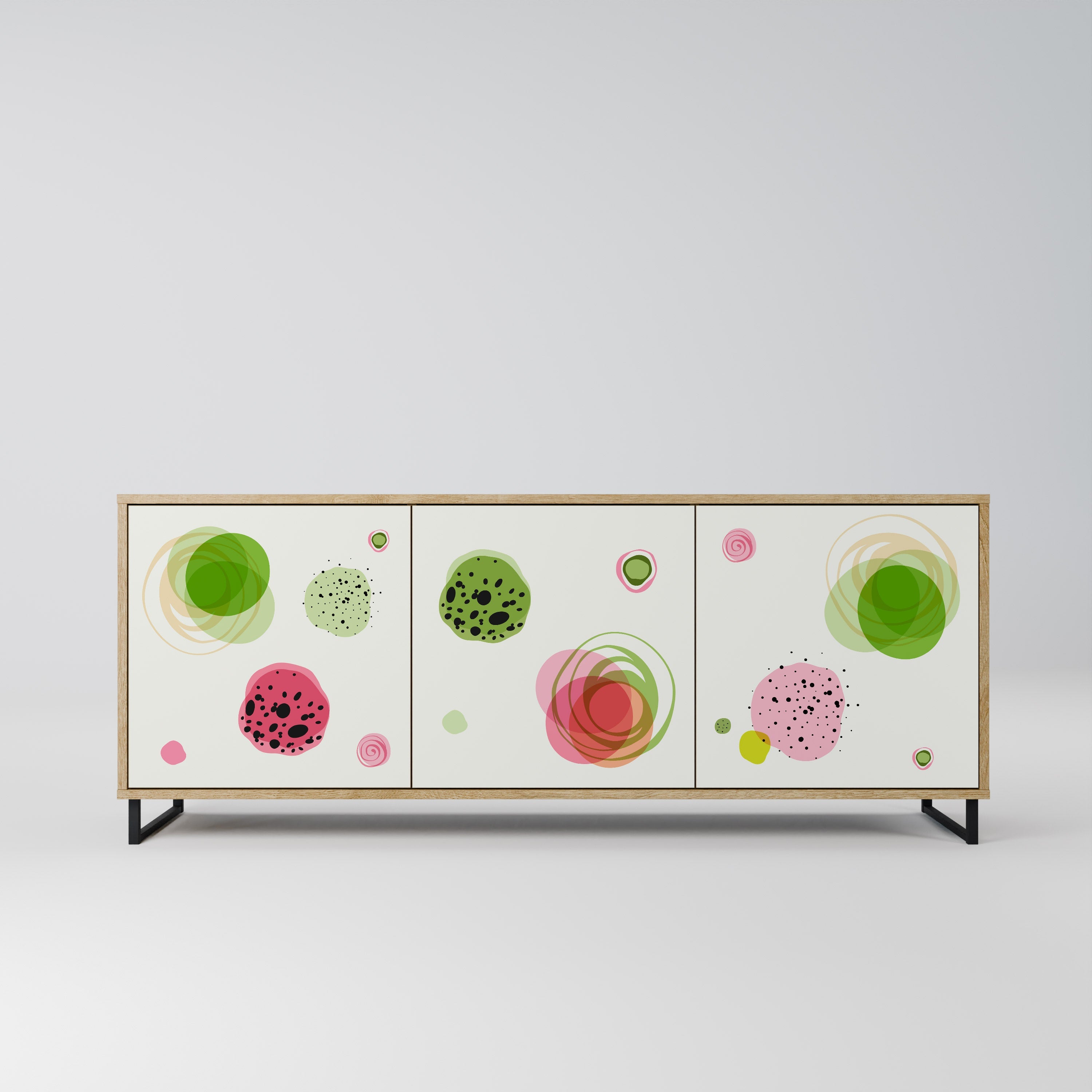 Buffet 3 portes COLORFUL COSMOS effet chêne