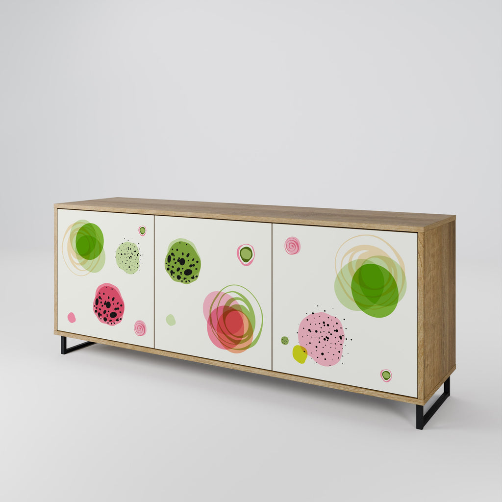 Buffet 3 portes COLORFUL COSMOS effet chêne
