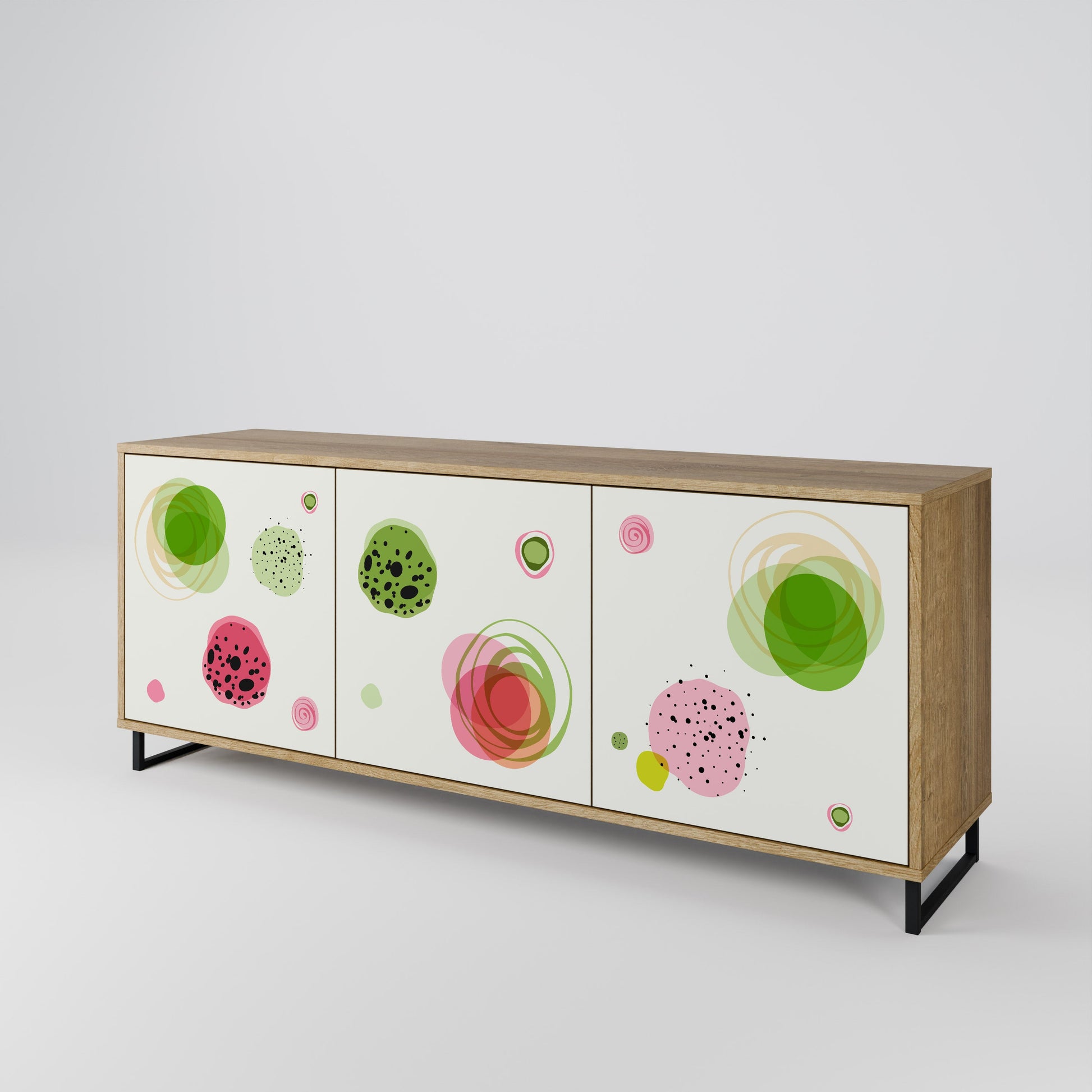 Buffet 3 portes COLORFUL COSMOS effet chêne