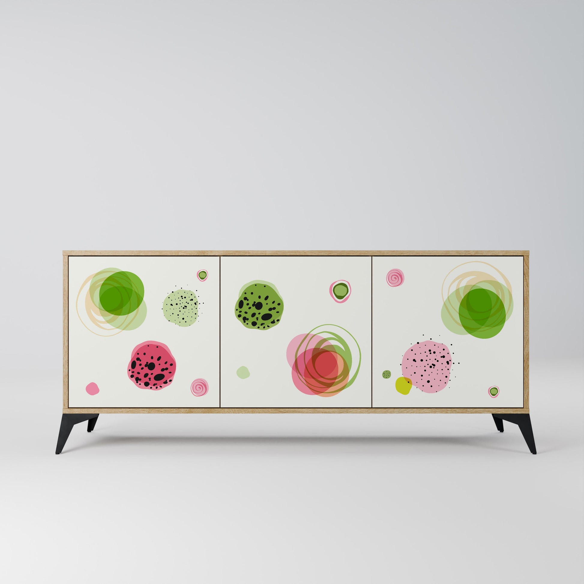 Buffet 3 portes COLORFUL COSMOS effet chêne