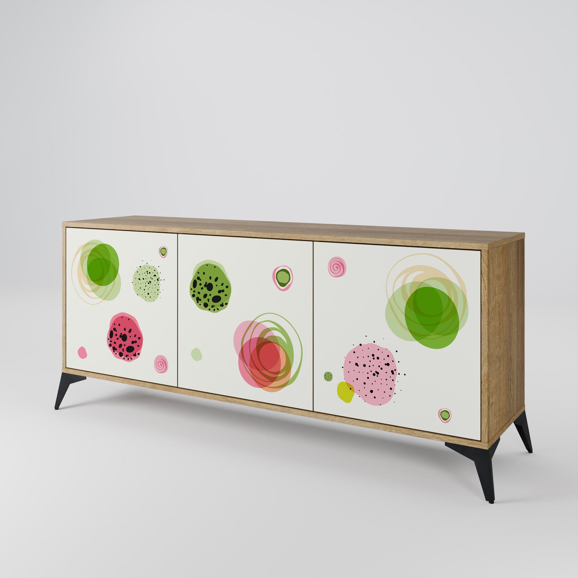 Buffet 3 portes COLORFUL COSMOS effet chêne