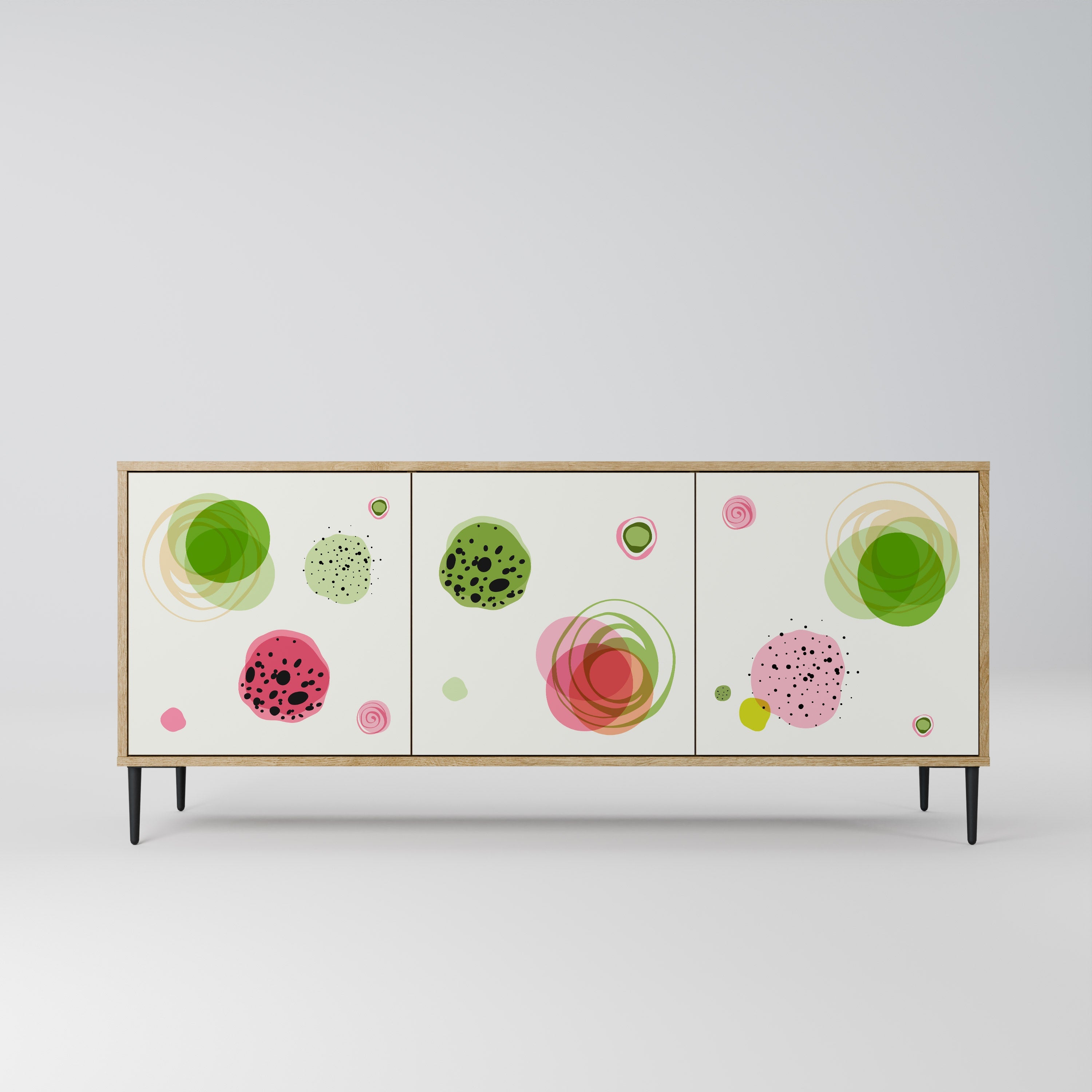 Buffet 3 portes COLORFUL COSMOS effet chêne