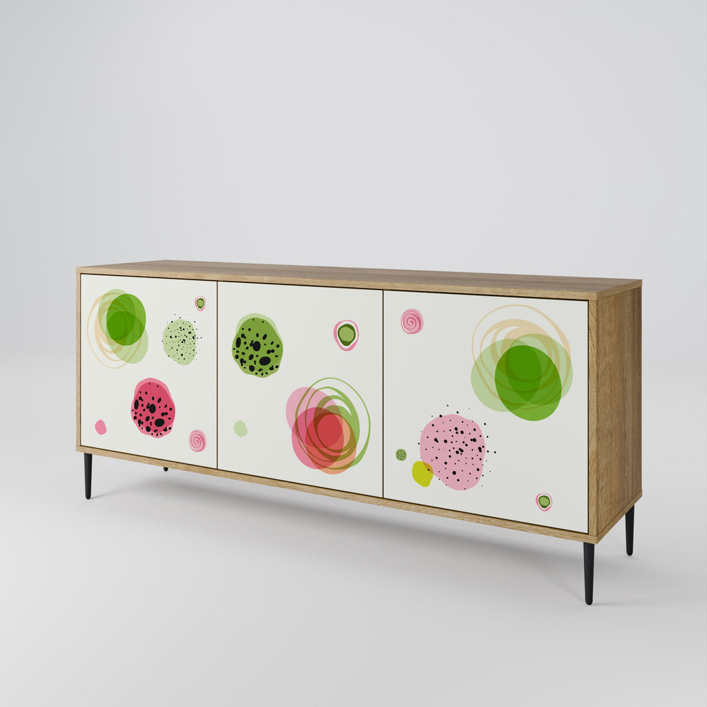 Buffet 3 portes COLORFUL COSMOS effet chêne