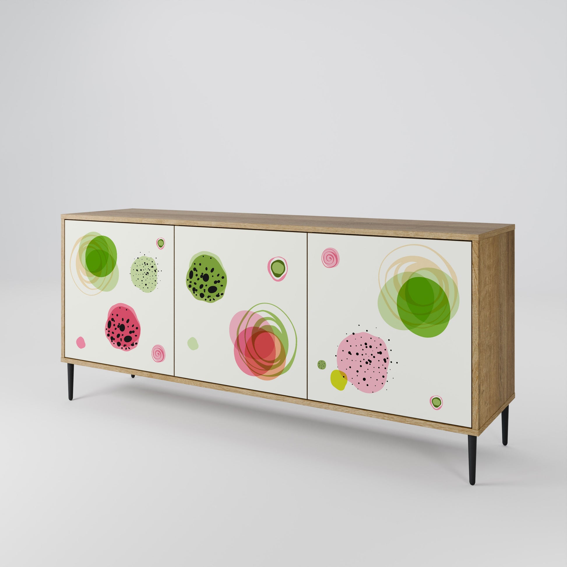 Buffet 3 portes COLORFUL COSMOS effet chêne