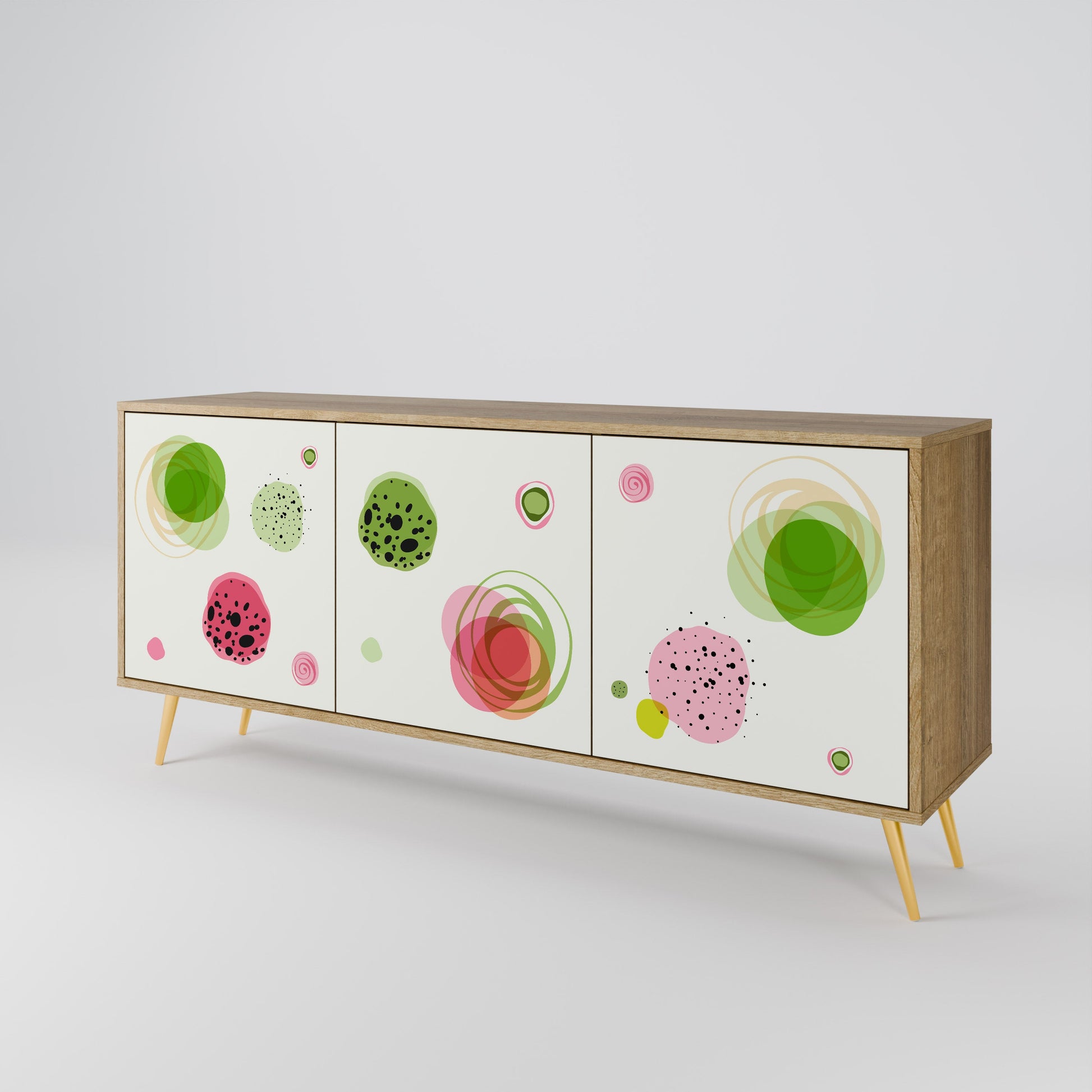 Buffet 3 portes COLORFUL COSMOS effet chêne