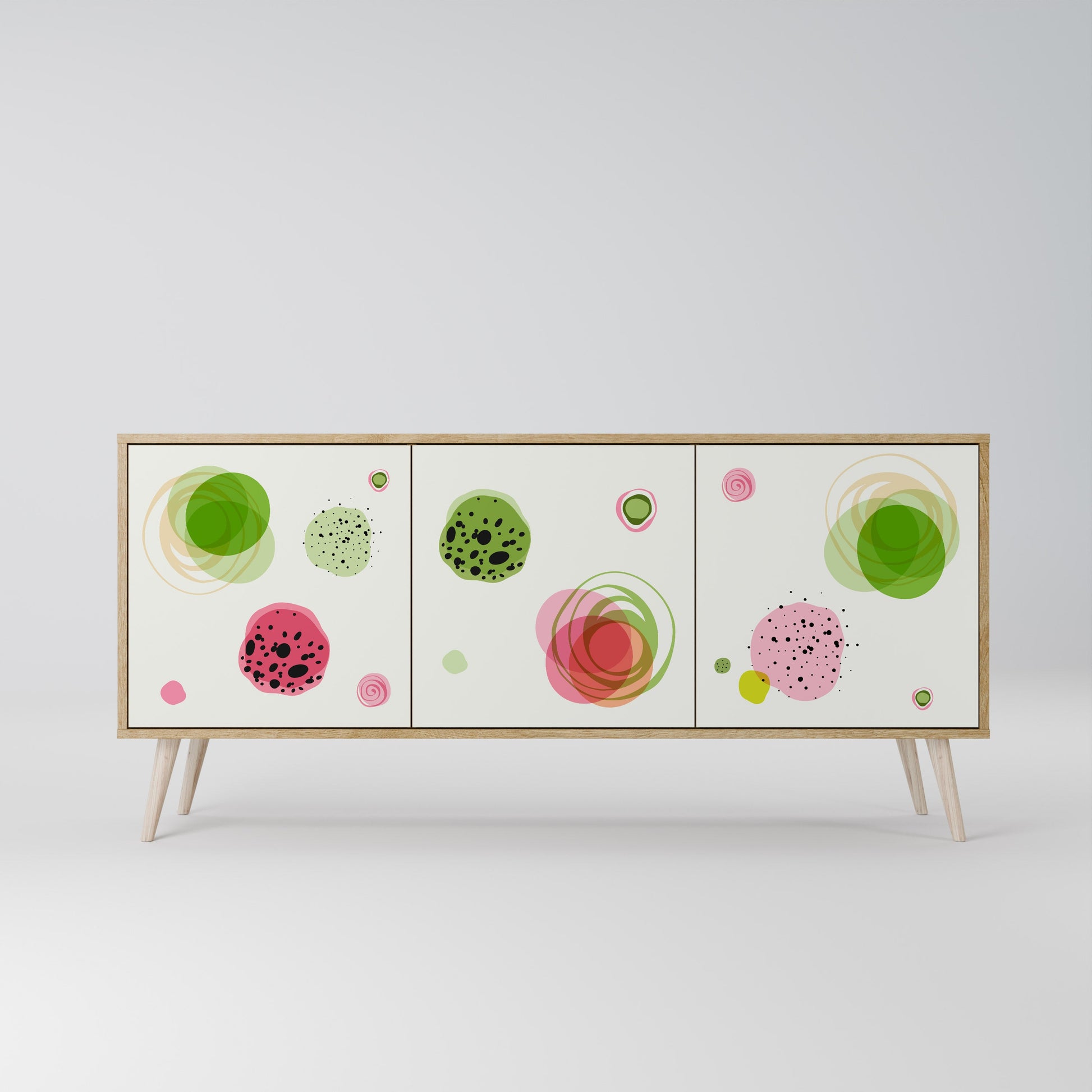 Buffet 3 portes COLORFUL COSMOS effet chêne