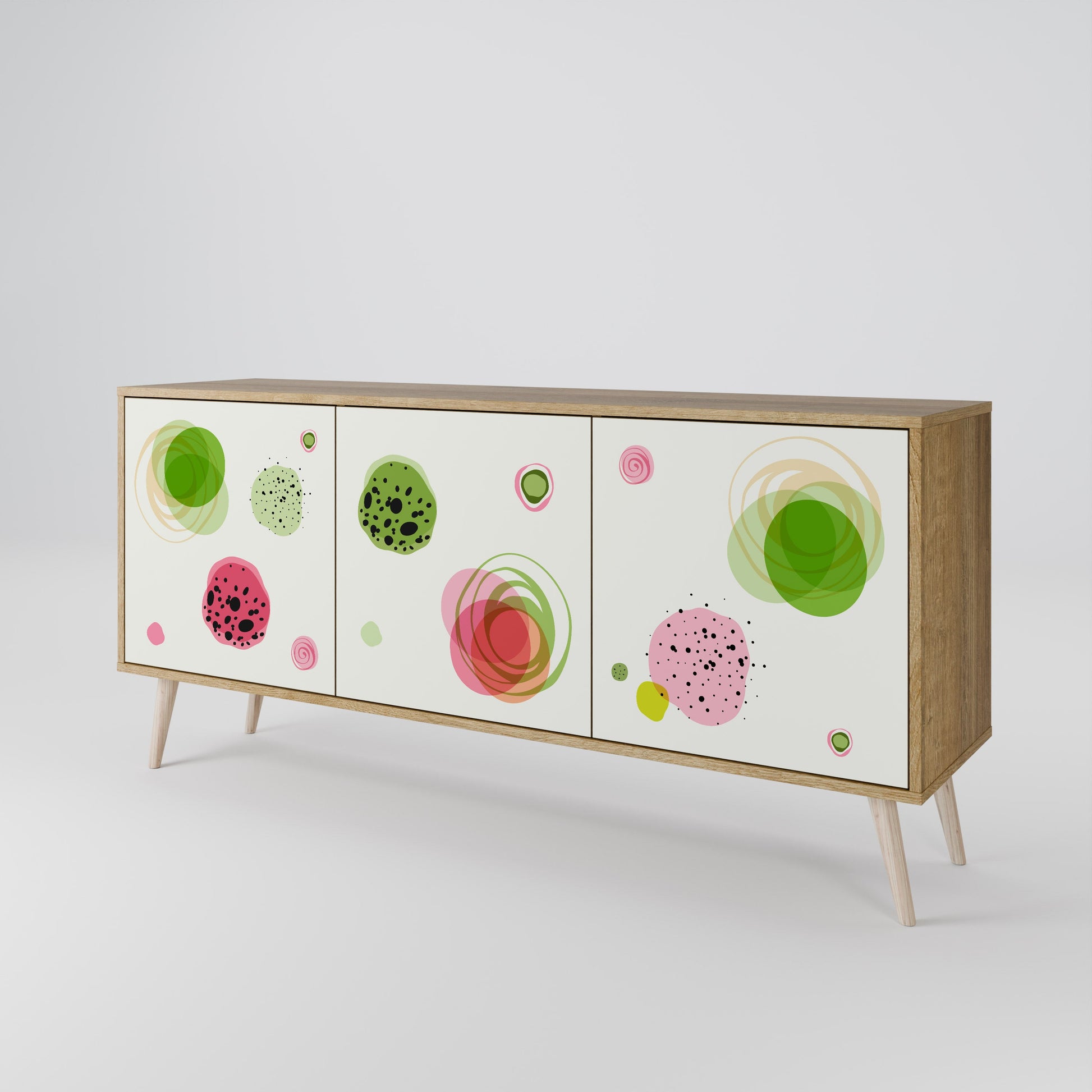 Buffet 3 portes COLORFUL COSMOS effet chêne