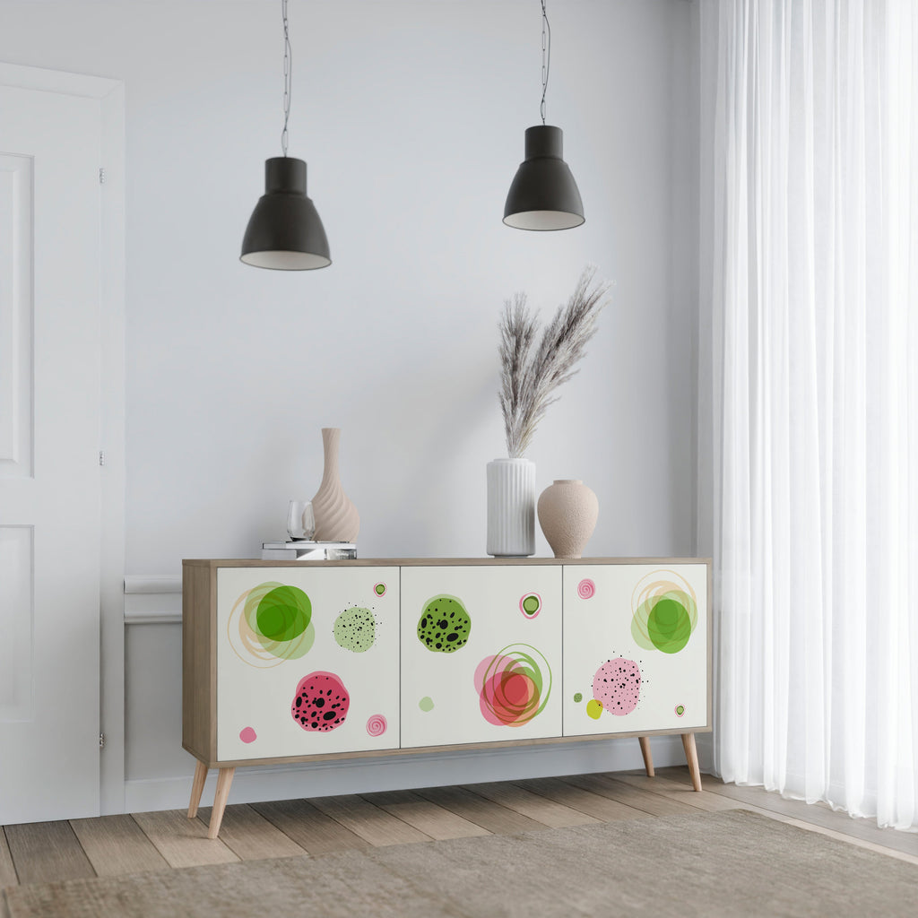 Buffet 3 portes COLORFUL COSMOS effet chêne