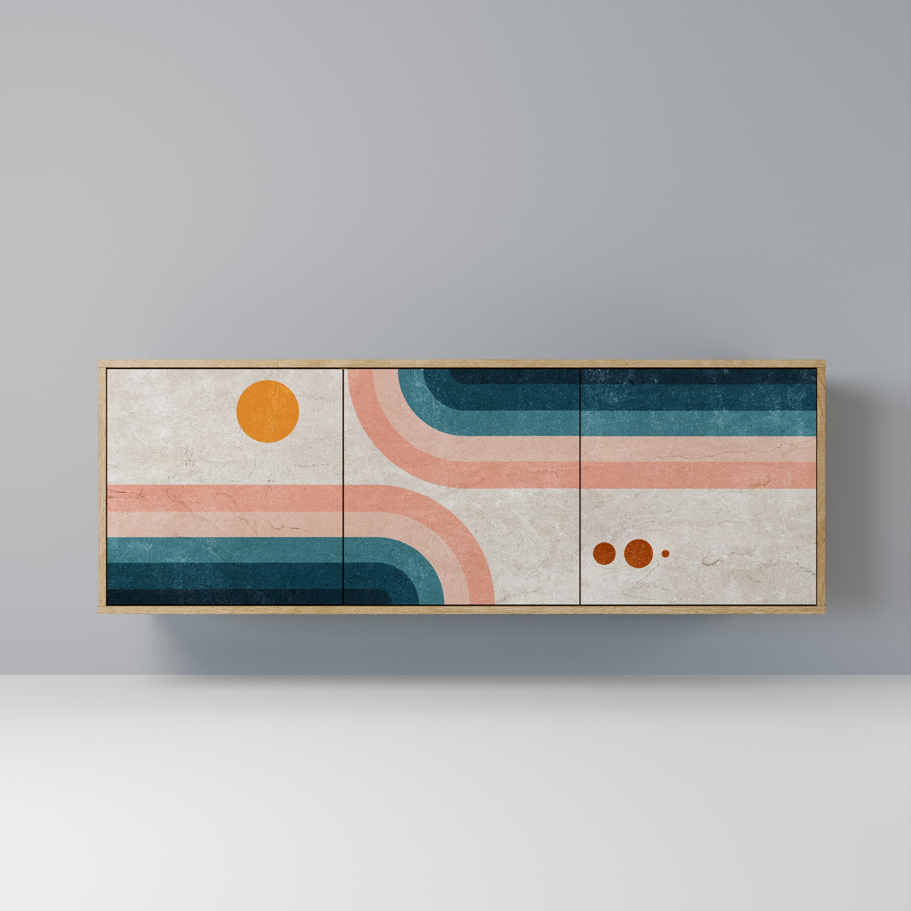 Buffet 3 portes TWO HALVES effet chêne