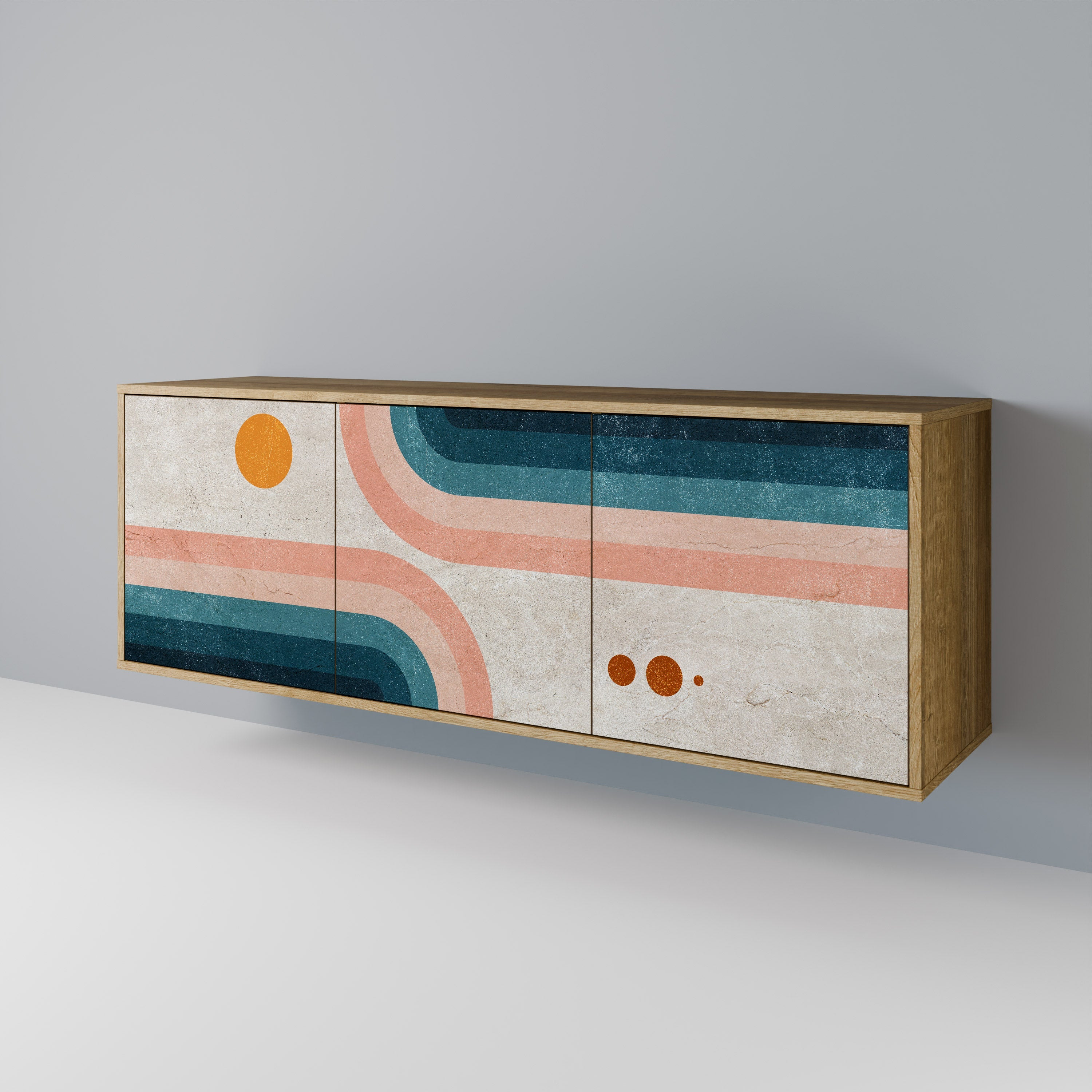 Buffet 3 portes TWO HALVES effet chêne