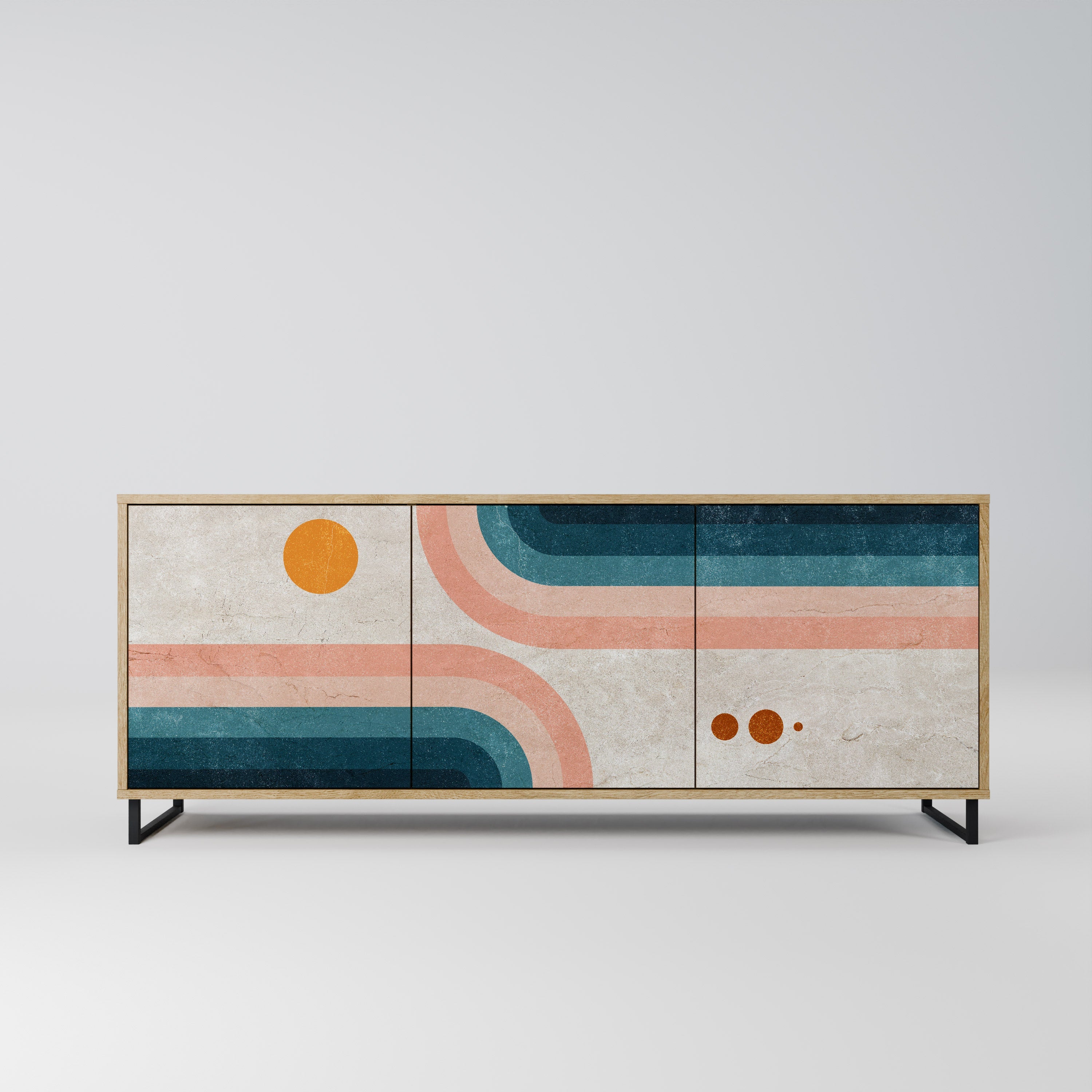 Buffet 3 portes TWO HALVES effet chêne