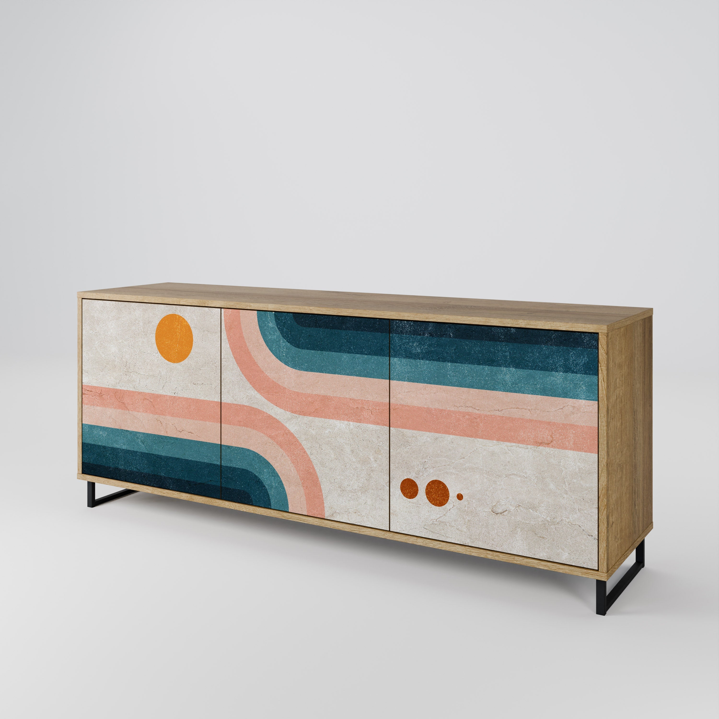 Buffet 3 portes TWO HALVES effet chêne