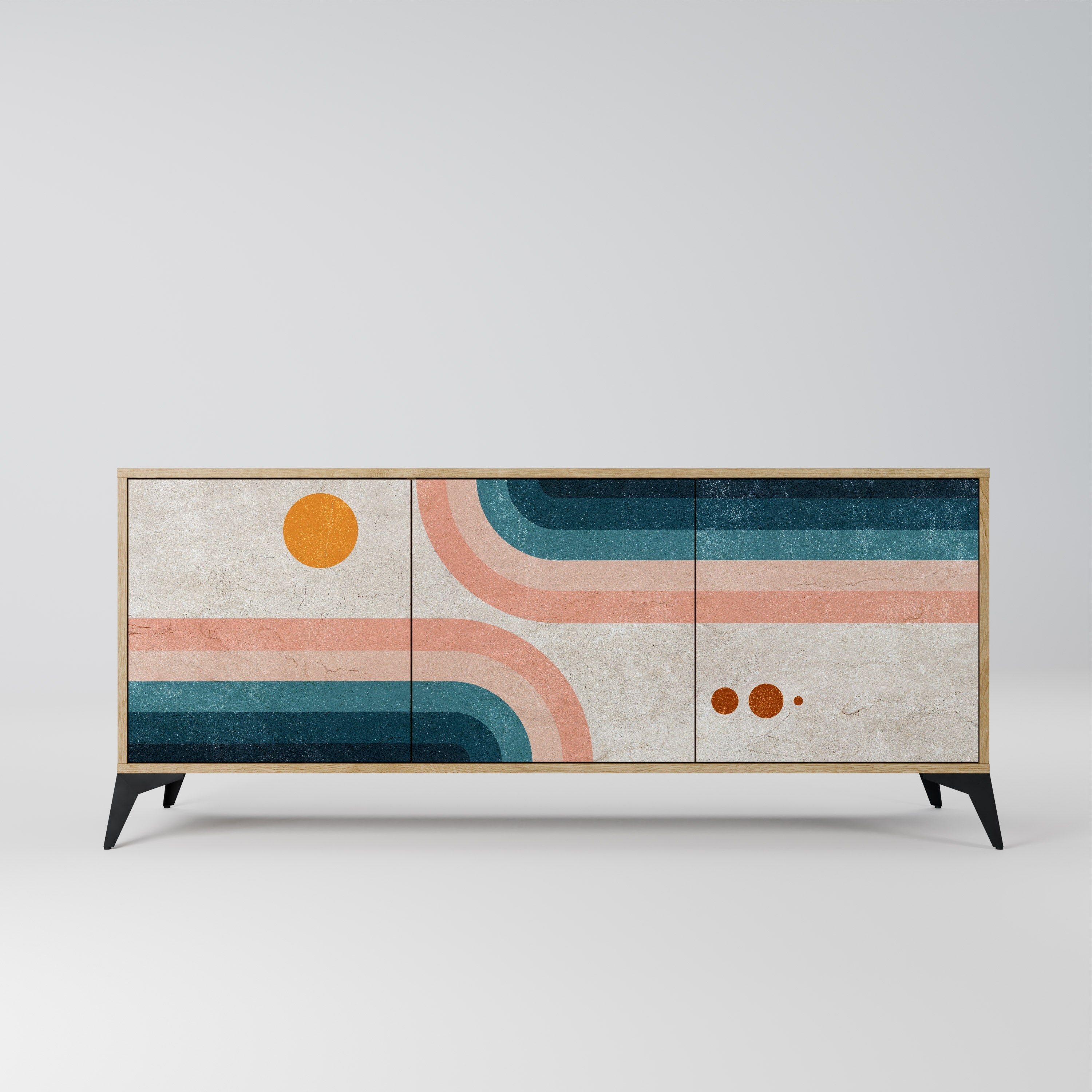 Buffet 3 portes TWO HALVES effet chêne