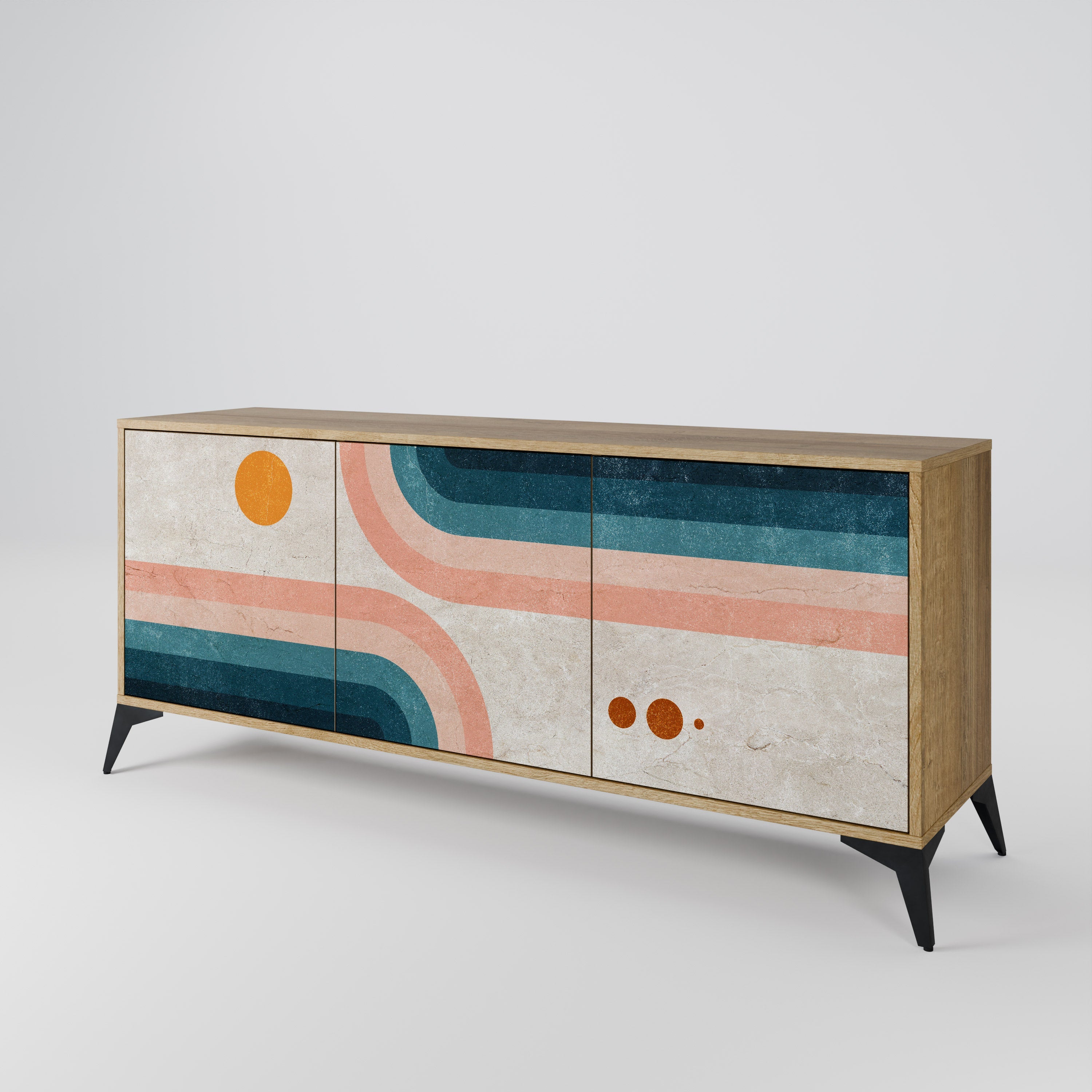 Buffet 3 portes TWO HALVES effet chêne