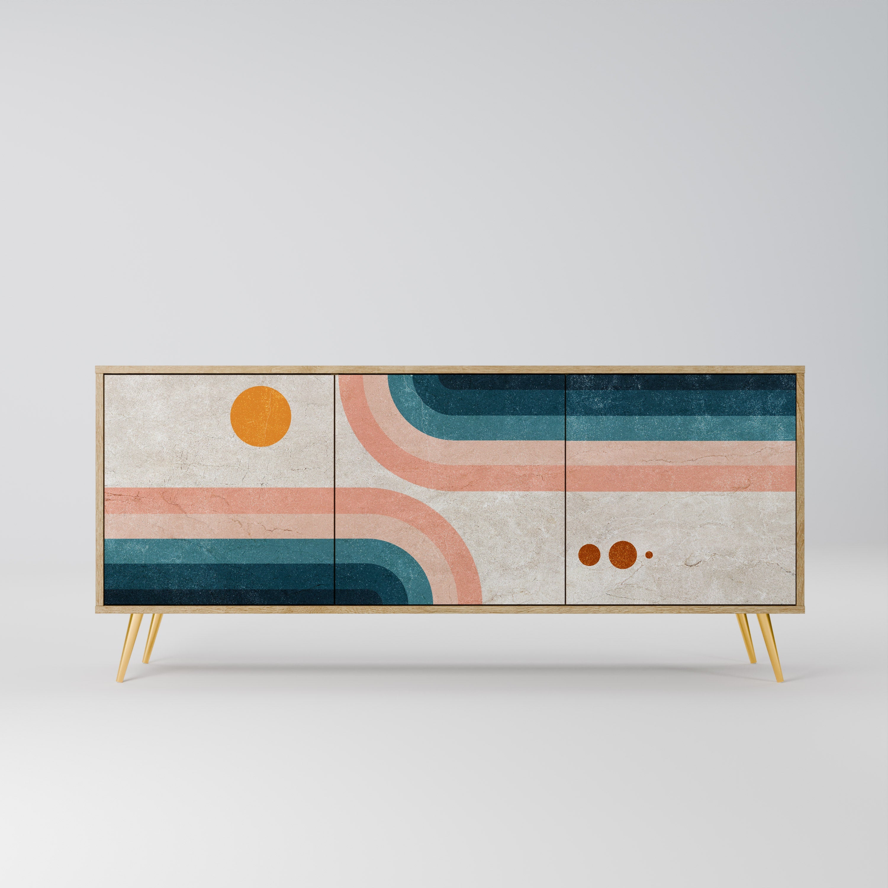 Buffet 3 portes TWO HALVES effet chêne