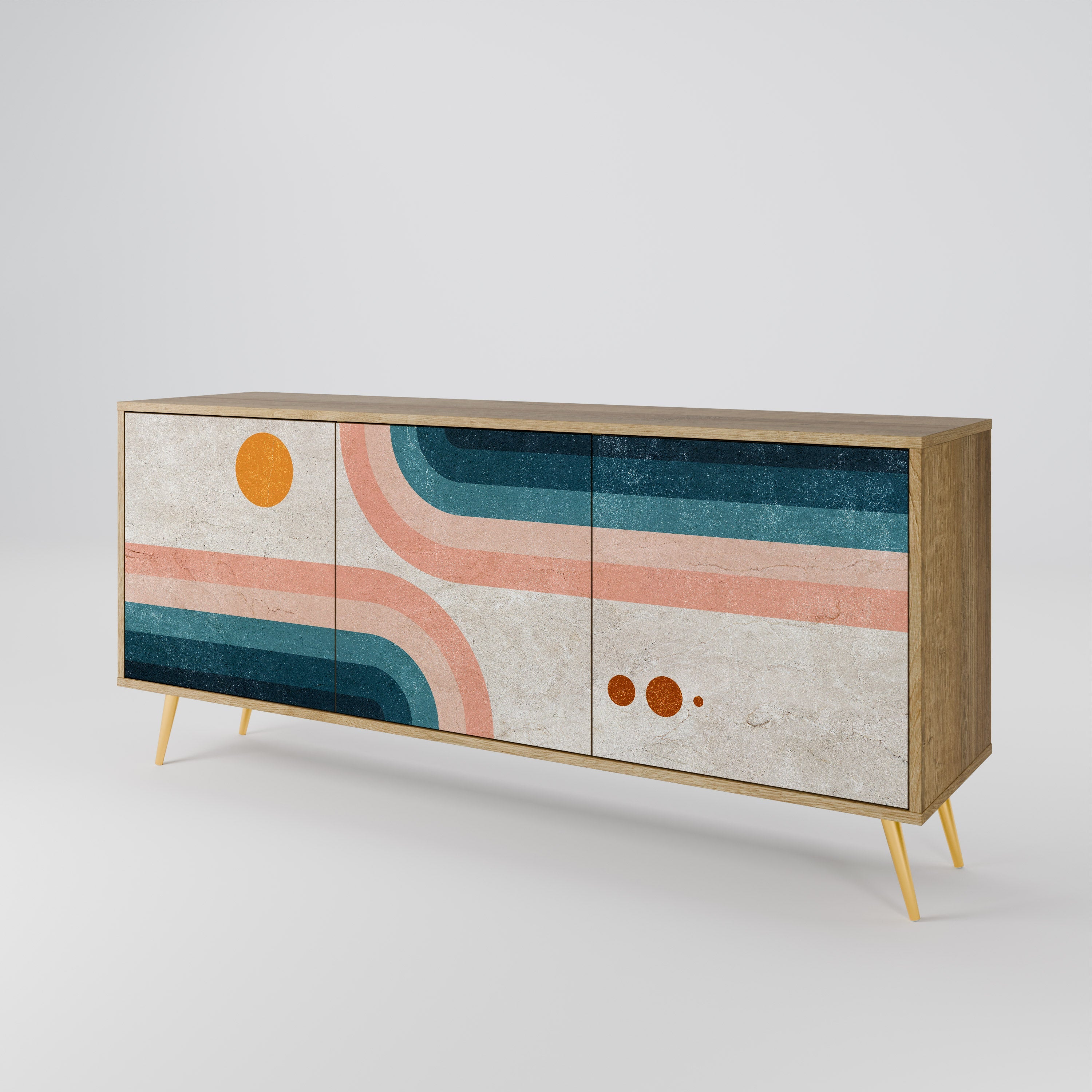 Buffet 3 portes TWO HALVES effet chêne