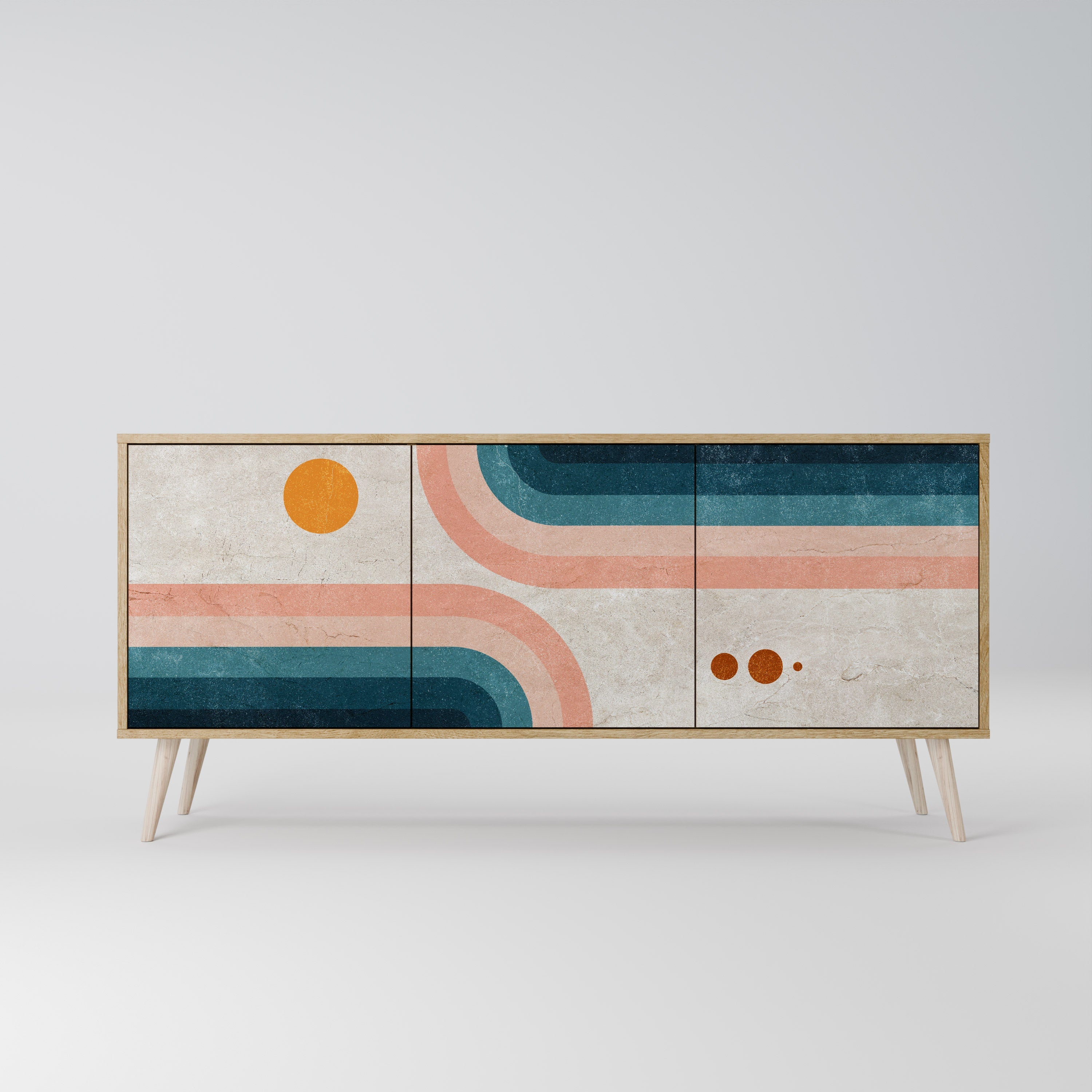 Buffet 3 portes TWO HALVES effet chêne