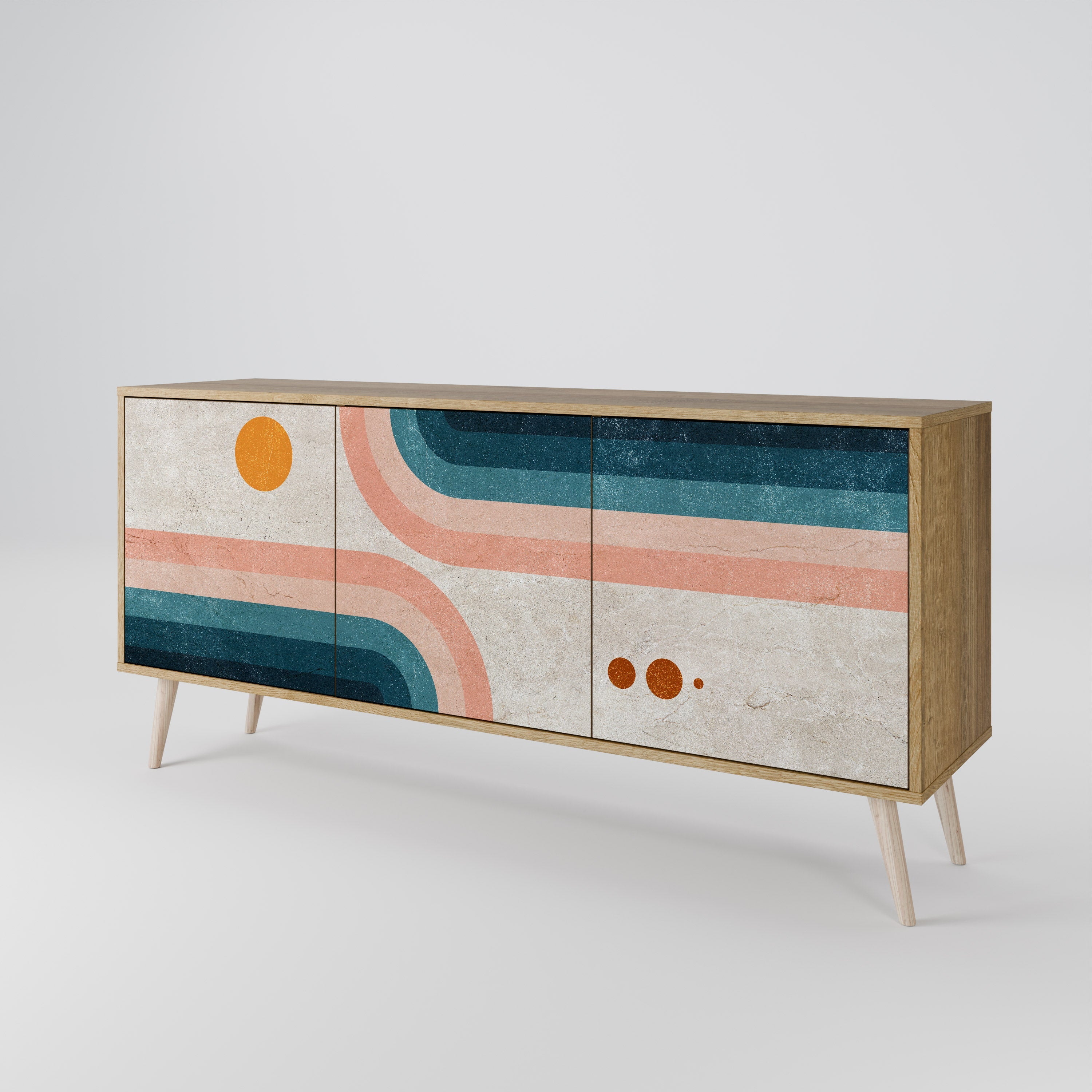 Buffet 3 portes TWO HALVES effet chêne