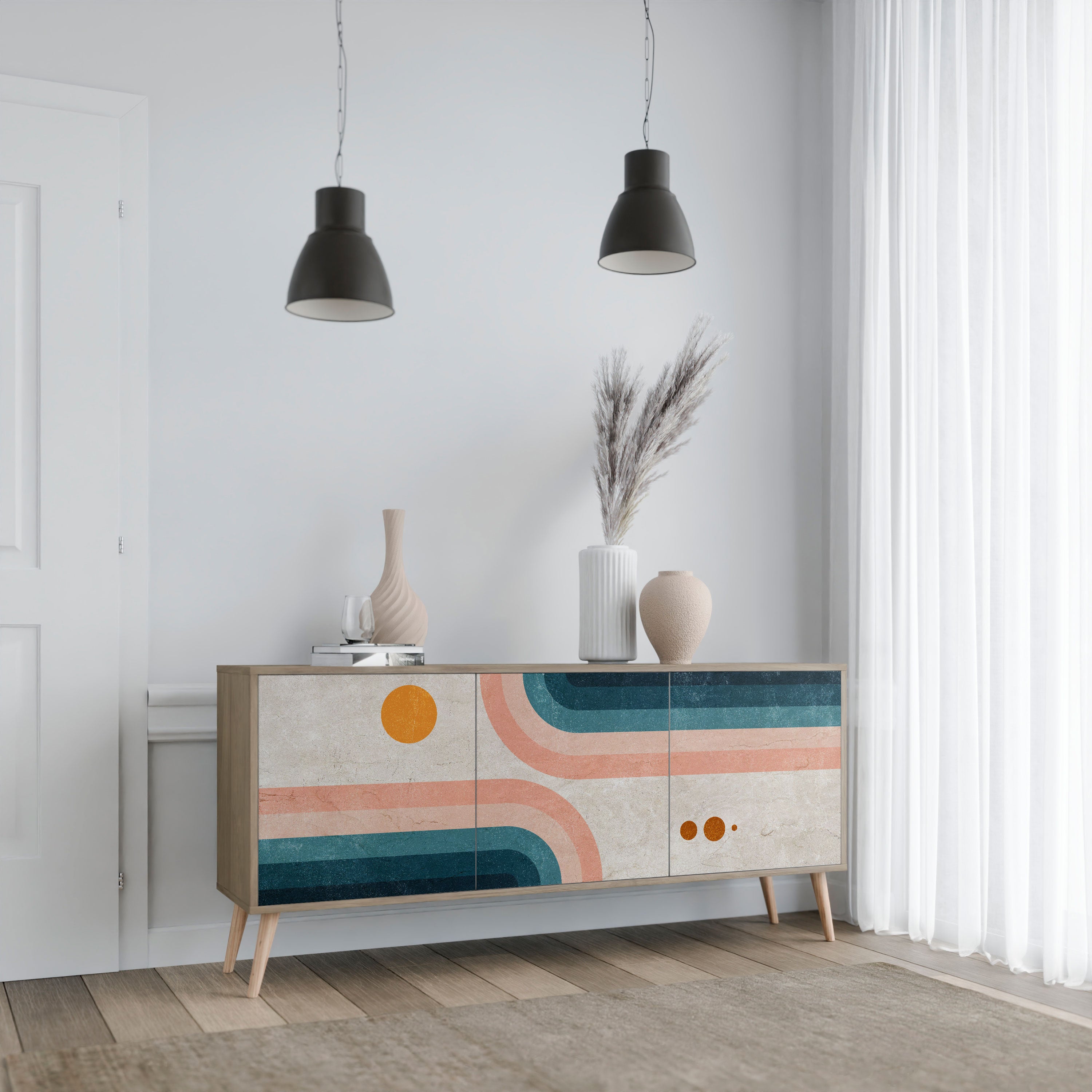 Buffet 3 portes TWO HALVES effet chêne