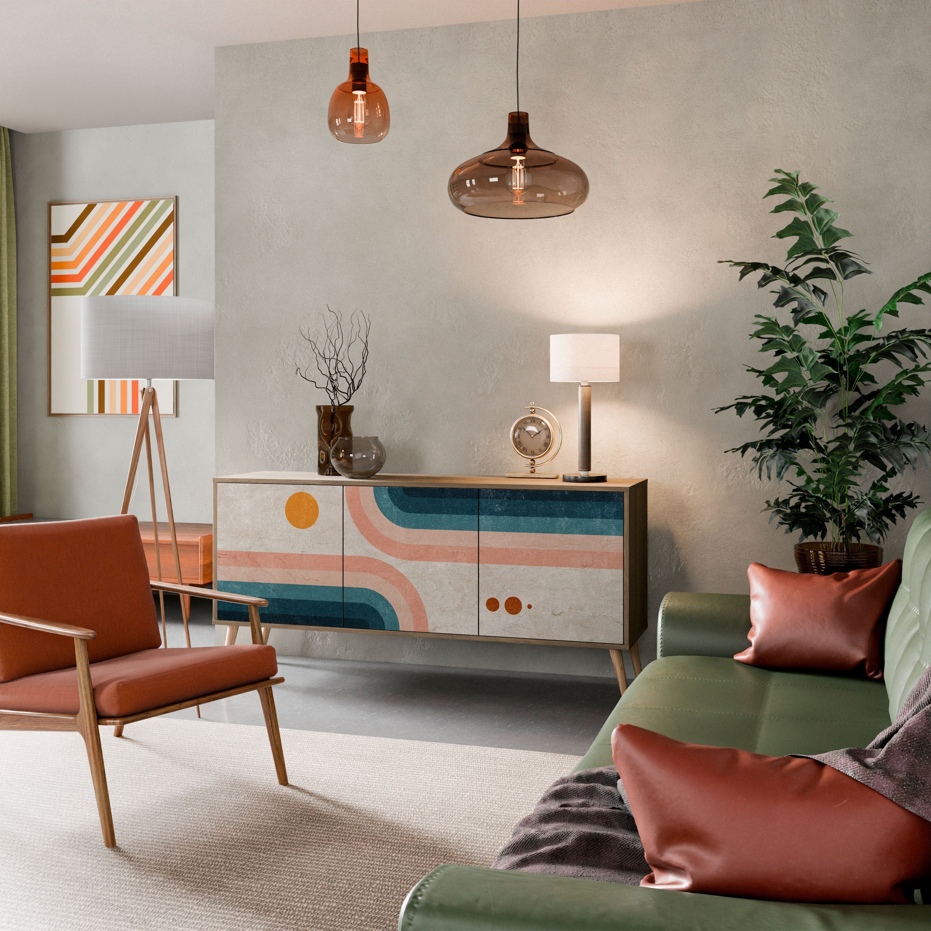 Buffet 3 portes TWO HALVES effet chêne