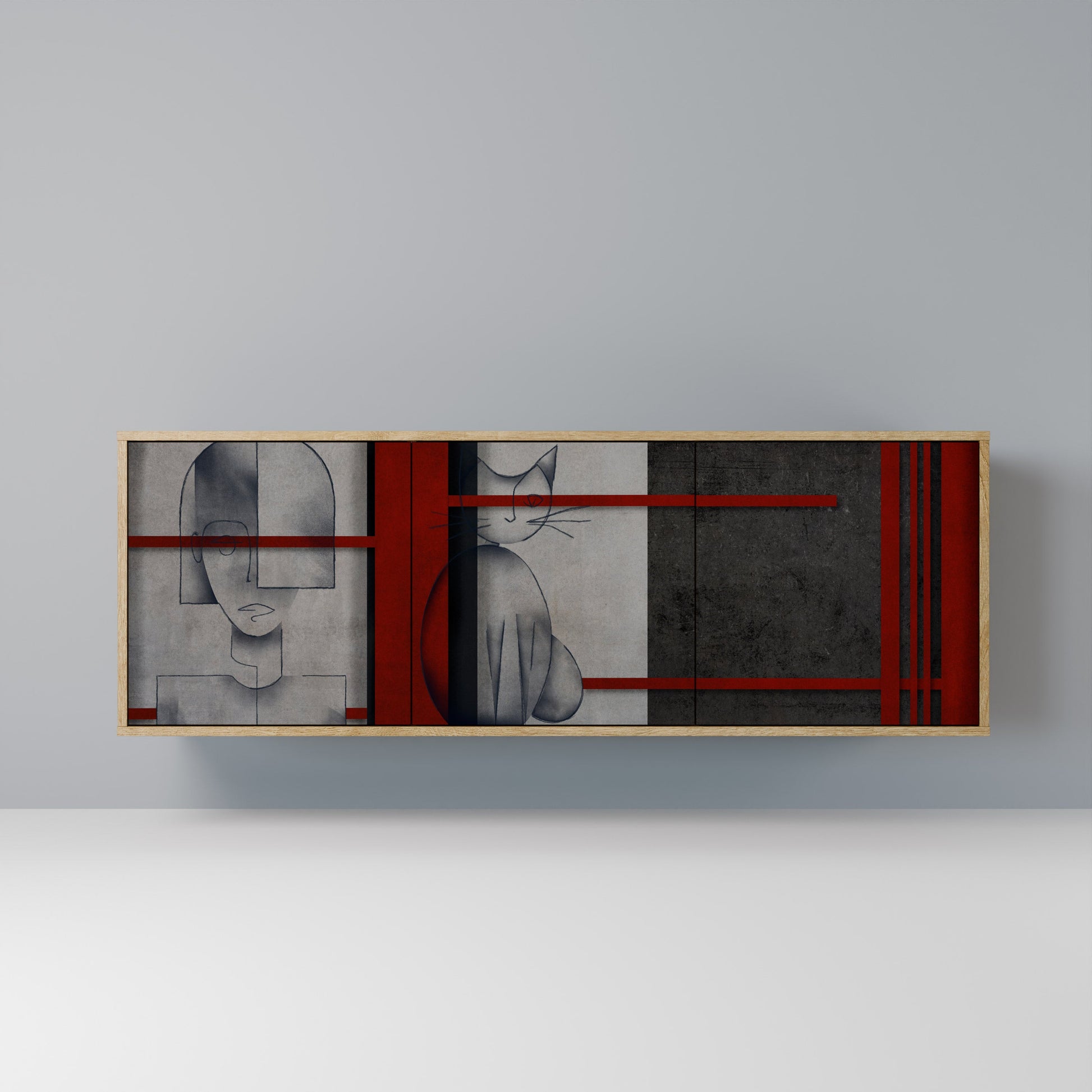 Buffet 3 portes GRAY FIGURES effet chêne