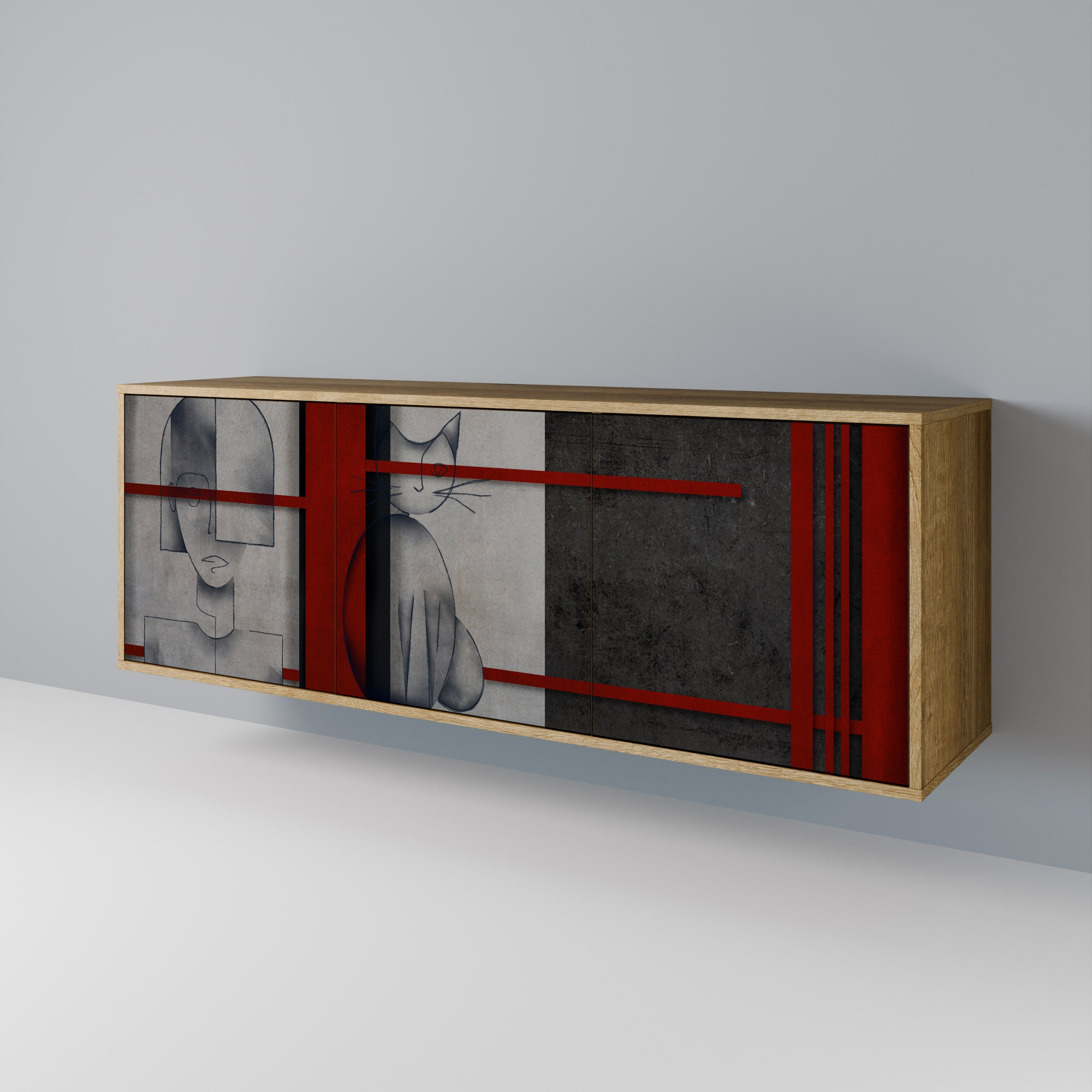 Buffet 3 portes GRAY FIGURES effet chêne