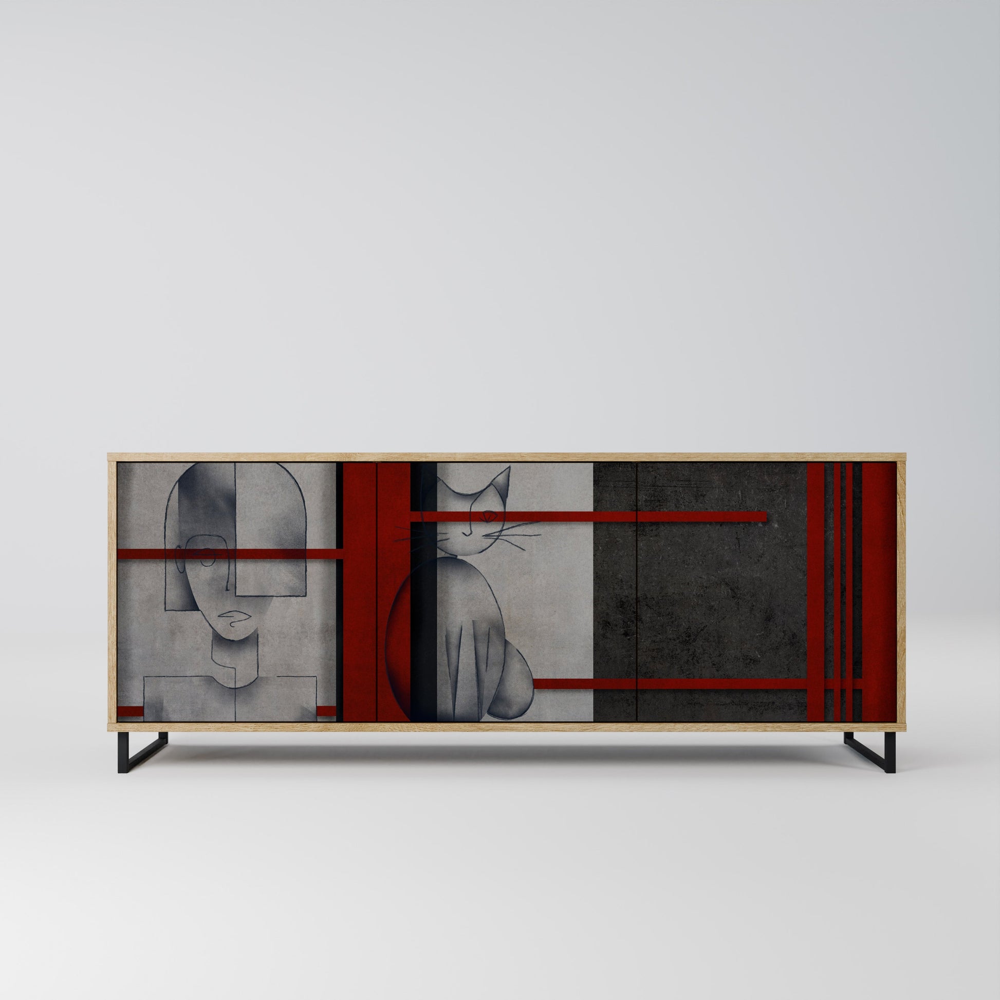 Buffet 3 portes GRAY FIGURES effet chêne