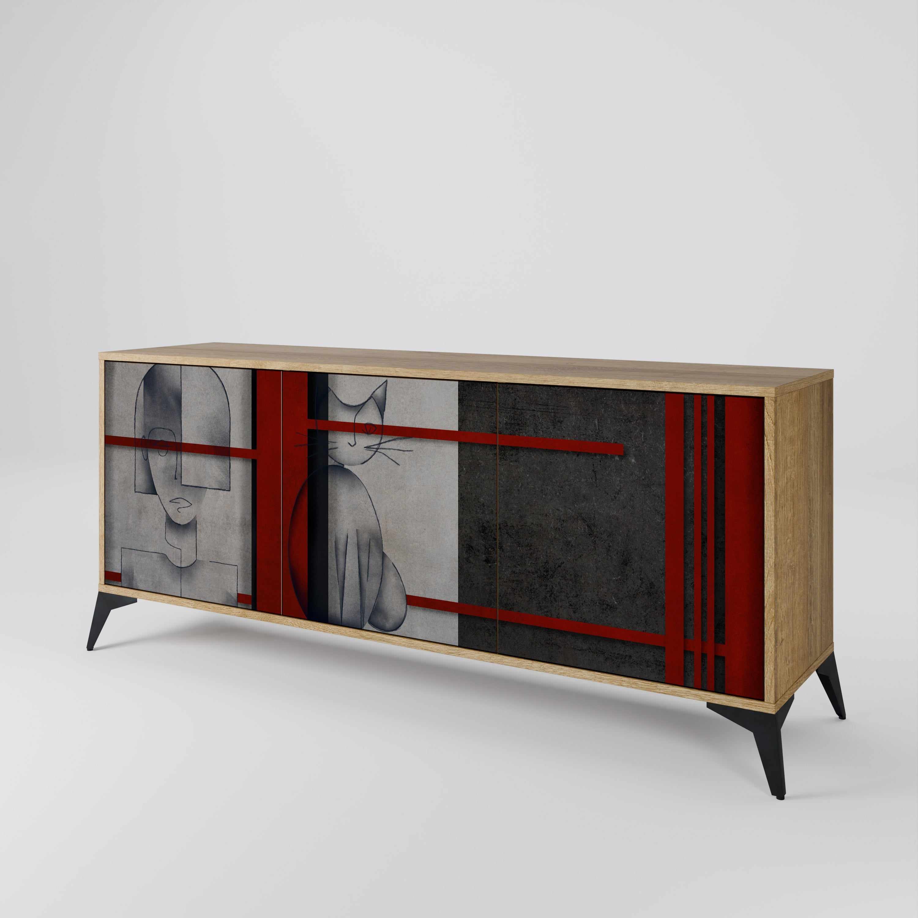 Buffet 3 portes GRAY FIGURES effet chêne