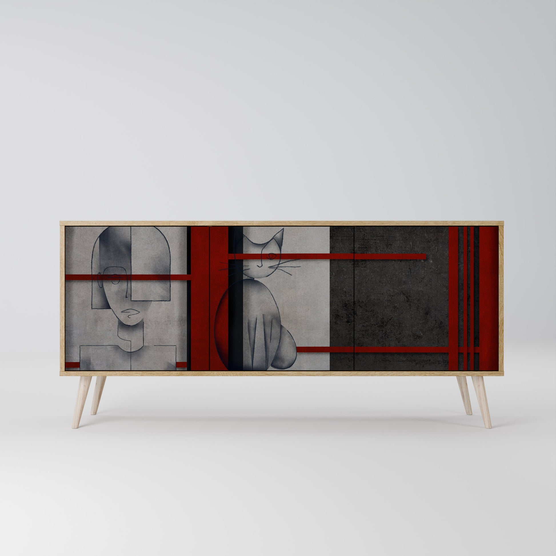 Buffet 3 portes GRAY FIGURES effet chêne